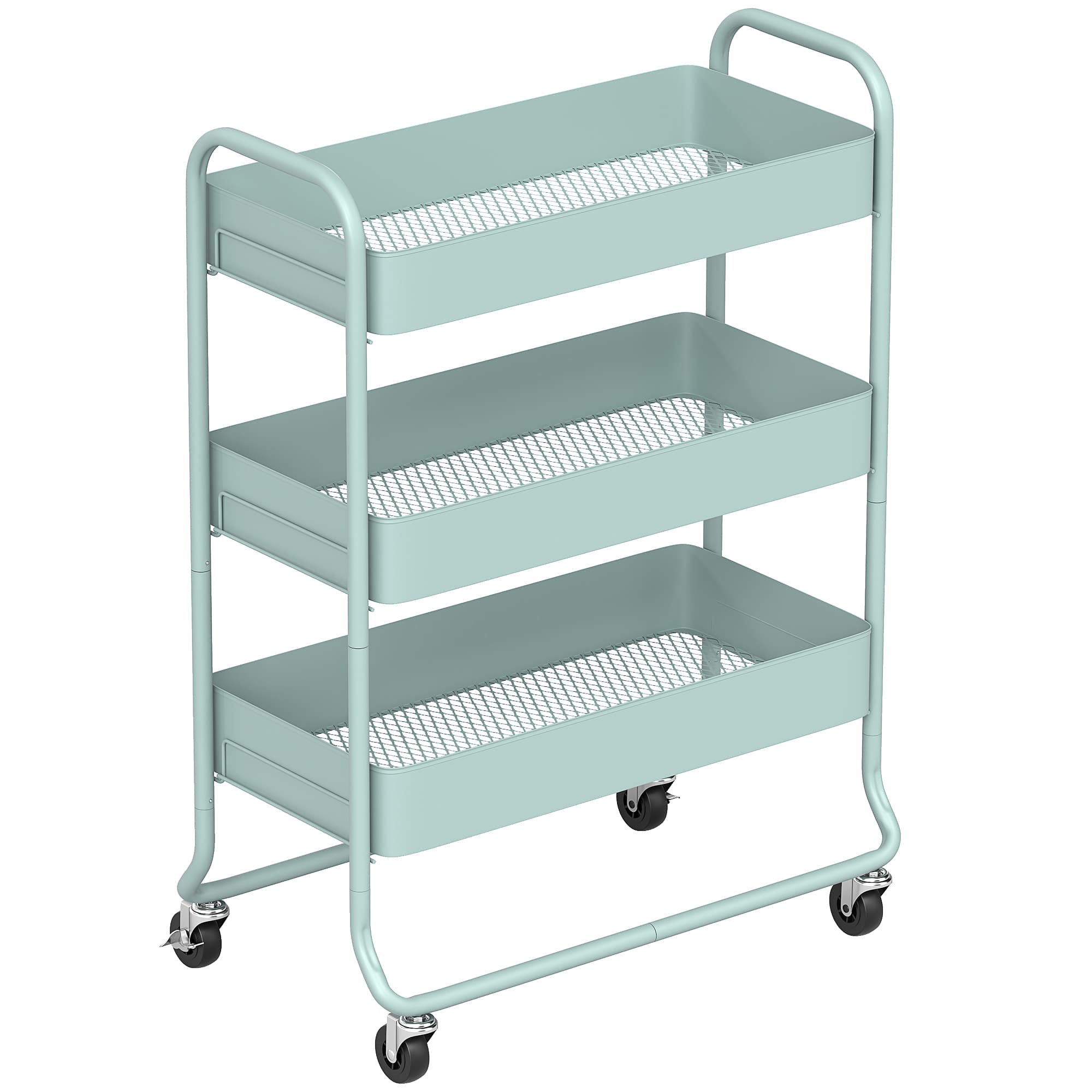 Light Green 3-Tier Storage Trolley for Flexible Rooms