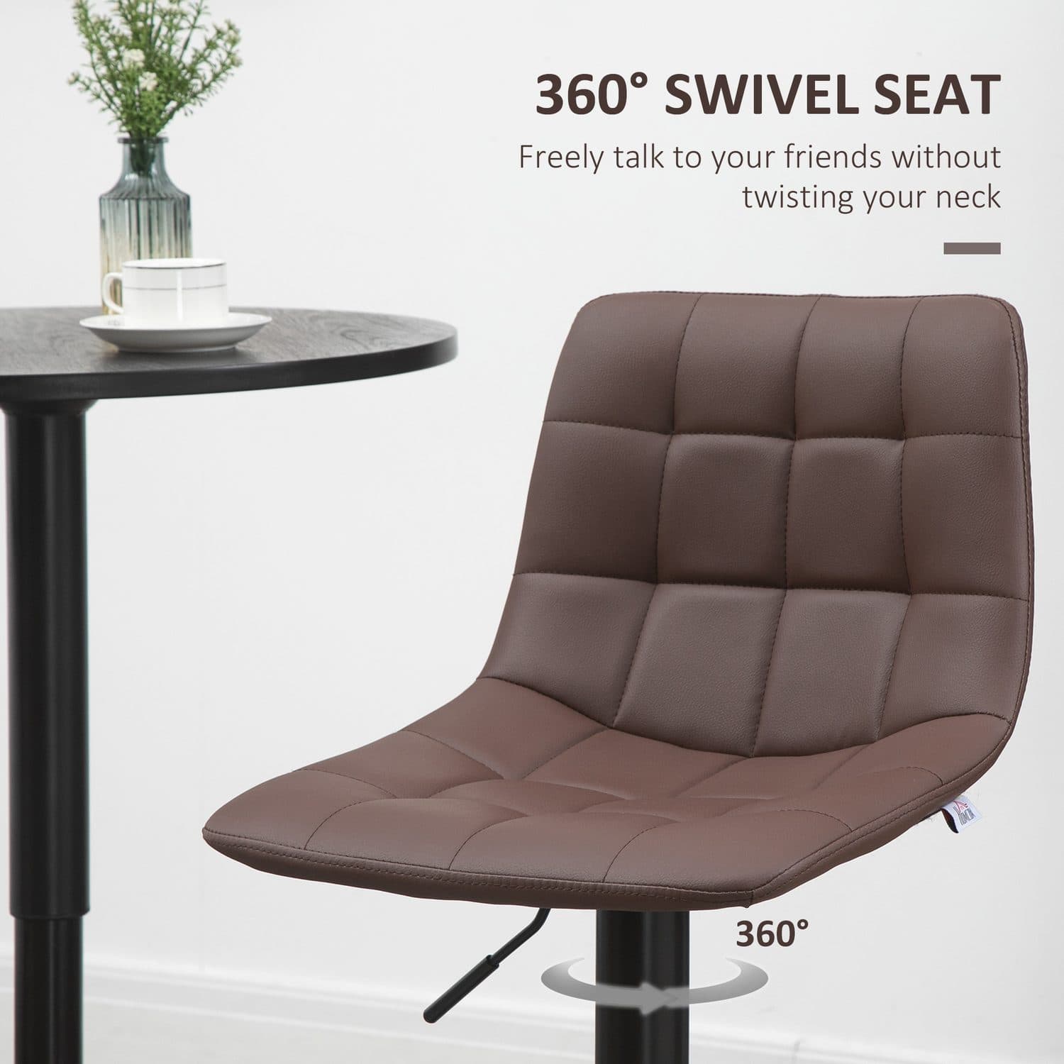 Brown Quilted Adjustable Bar Stools - Set of Two - image 2