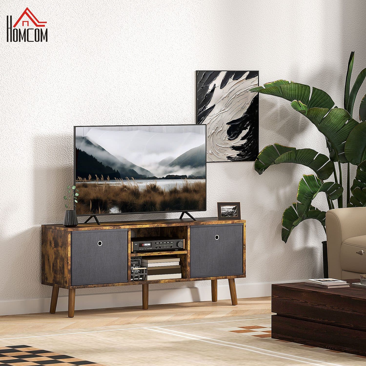 Rustic Brown TV Unit with Flexible Storage for Up to 50'' TVs - image 5