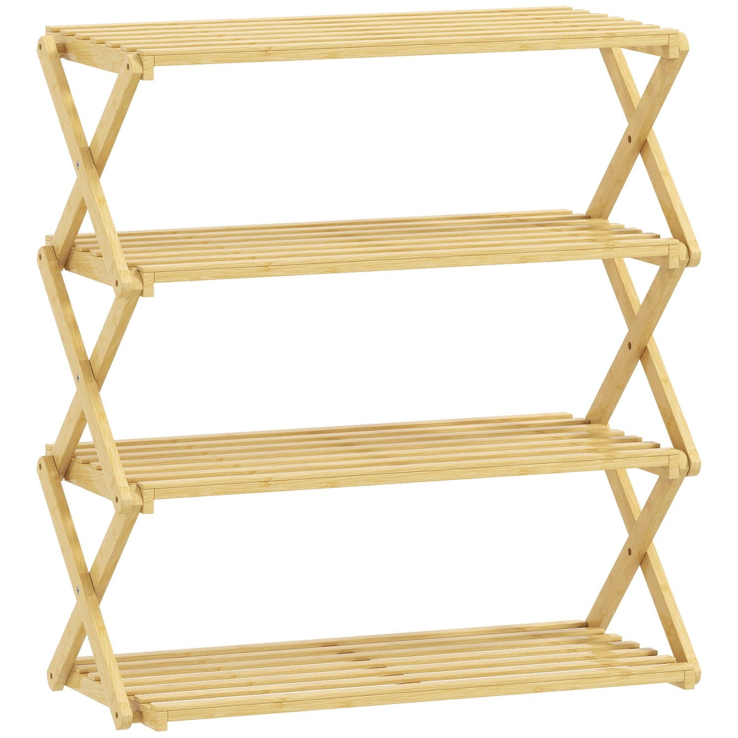 Natural Bamboo Shoe Rack for Tidy Everyday Footwear - Natural wood finish