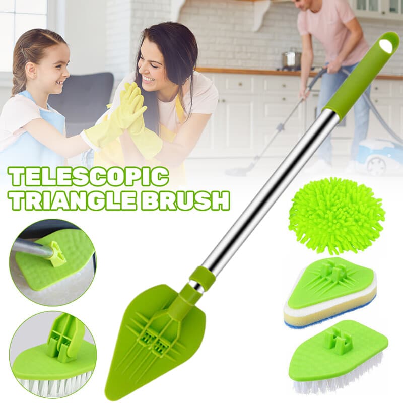 3-in-1 Telescopic Bathroom Cleaning Brush with Interchangeable Heads - image 2