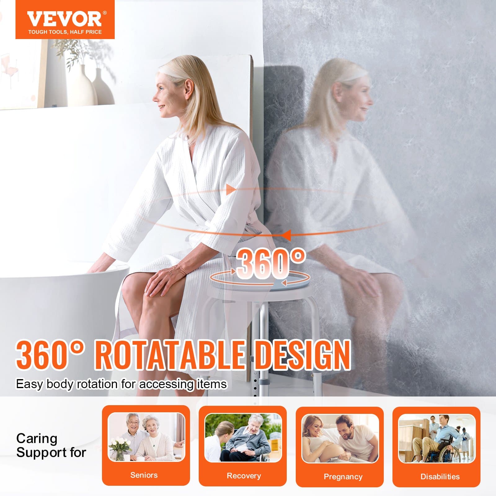 Rotating and Height-Adjustable Shower Stool - image 5