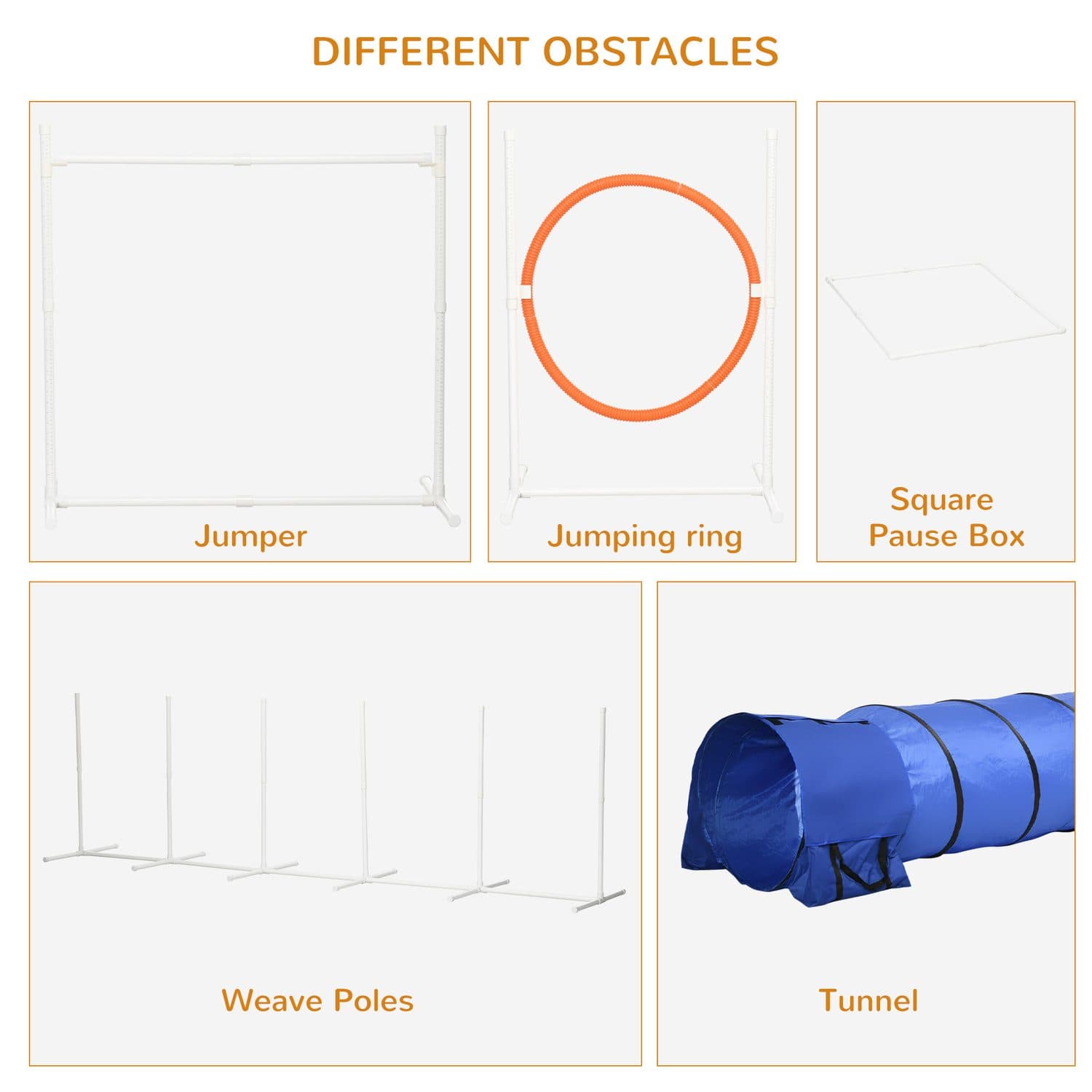 PawHut Dog Agility Course Set with Tunnel, Jumps and Weave Poles - image 4