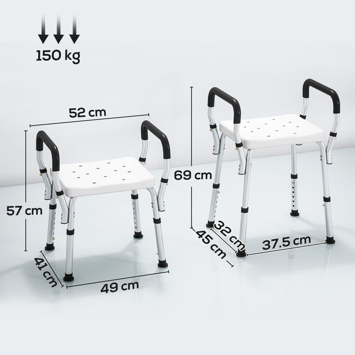 Adjustable Bath Seat With Aluminium Frame And Armrests - image 3