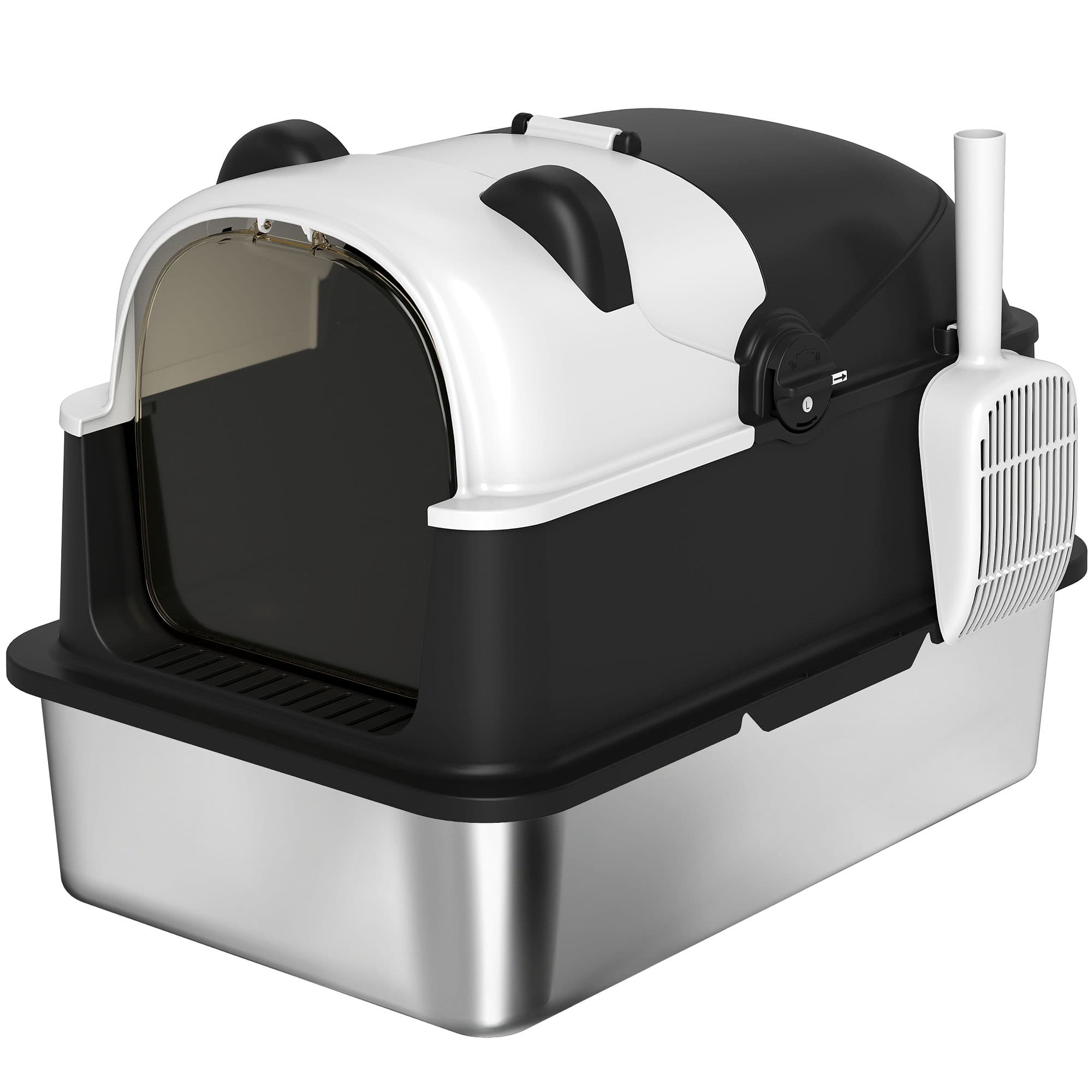 Panda Style XL Enclosed Cat Litter Box with Flip-Top Lid