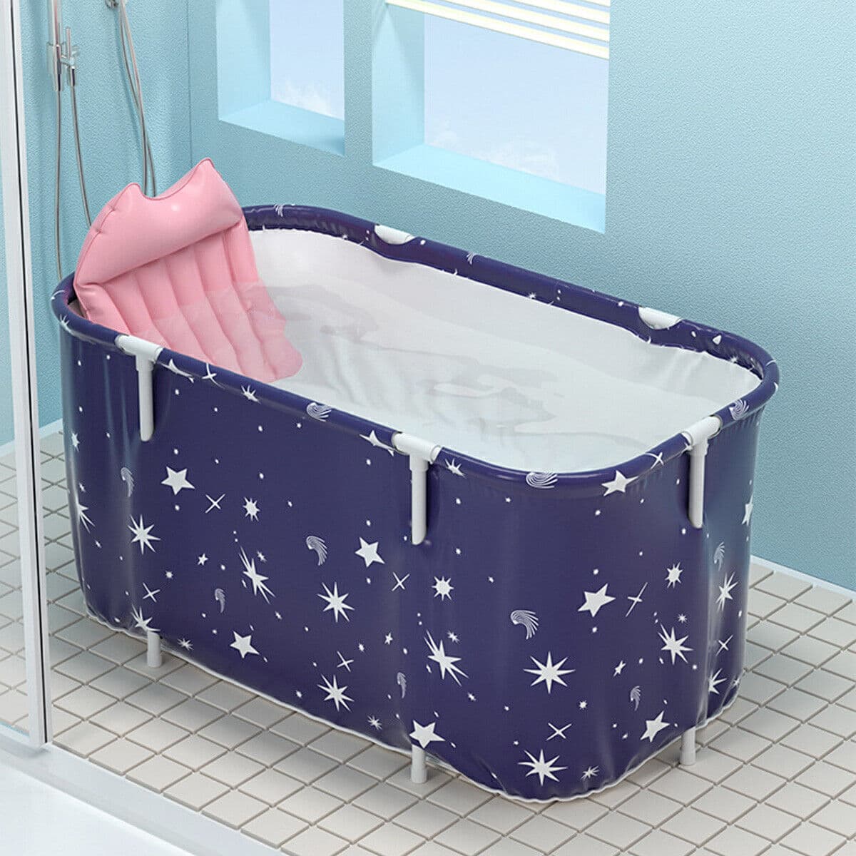 Foldable Soaking Tub with Cushion for Adults Up to 190 cm