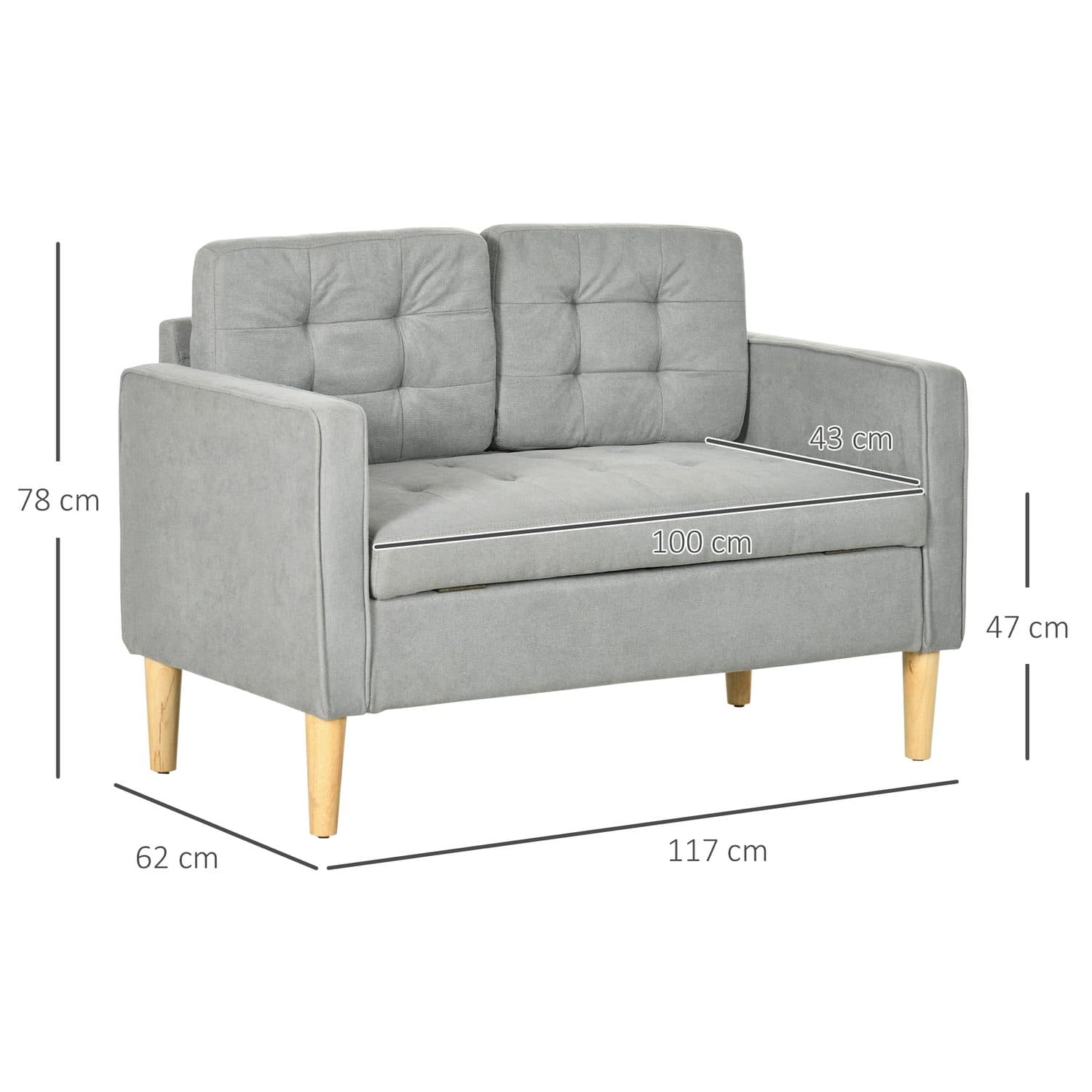 Light Grey 2 Seater Sofa with Clever Hidden Storage - image 1