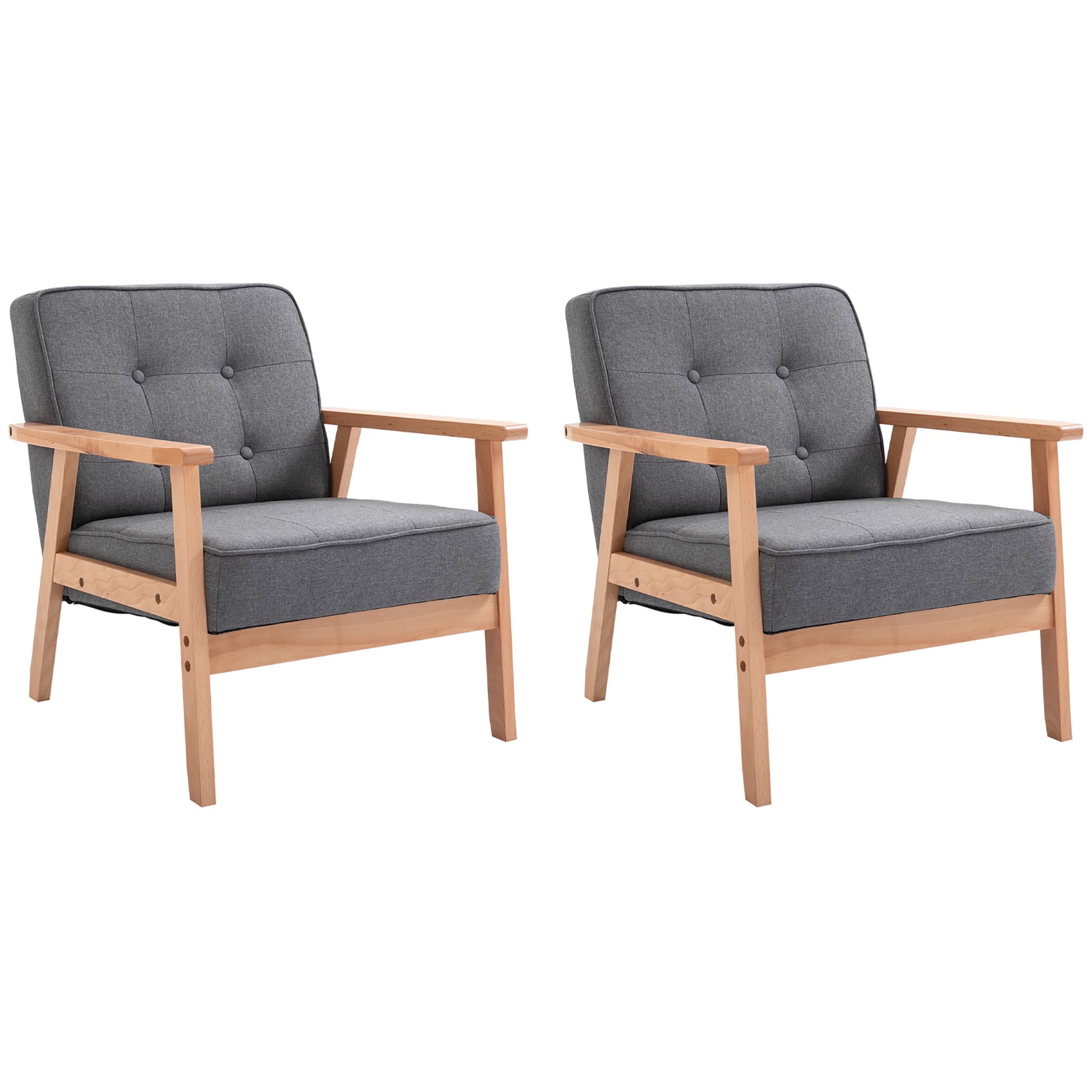 Retro Grey Linen Accent Chairs