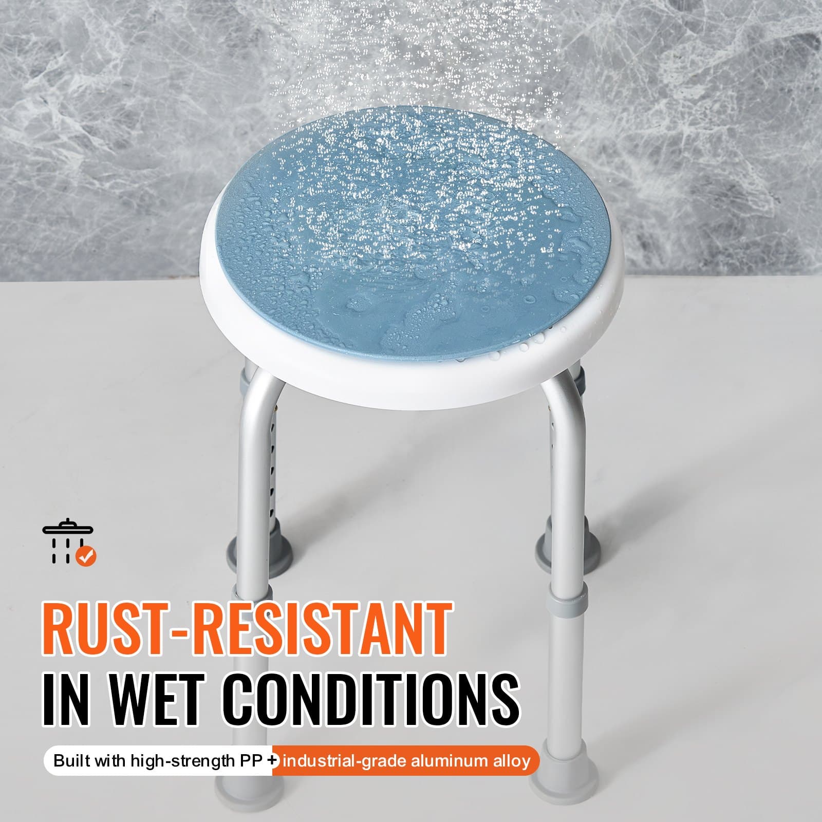 Rotating and Height-Adjustable Shower Stool - image 3