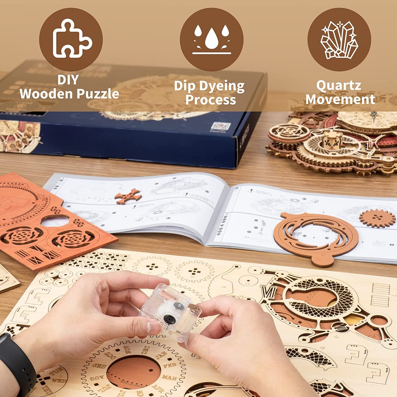 DIY Kit: Wooden Zodiac Wall Clock 3D Puzzle - image 1
