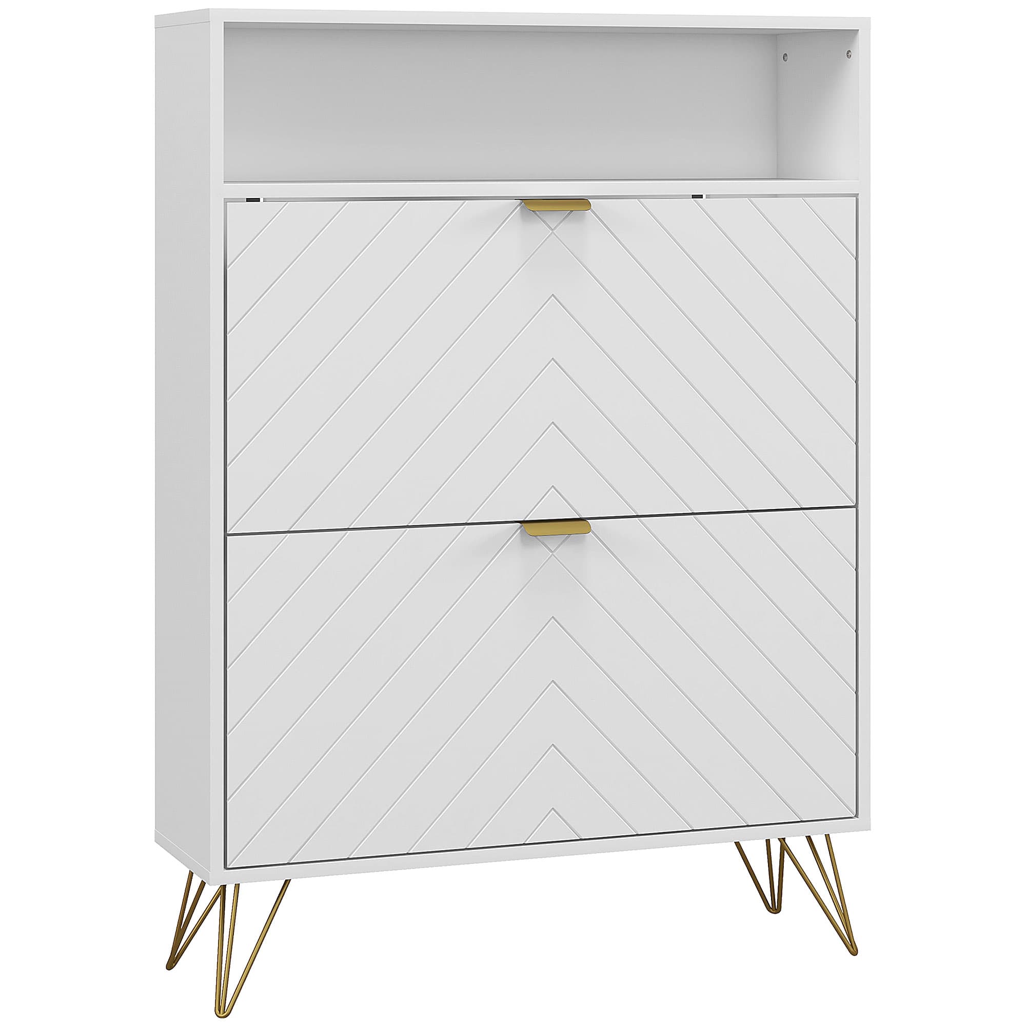 White & Gold Shoe Cabinet
