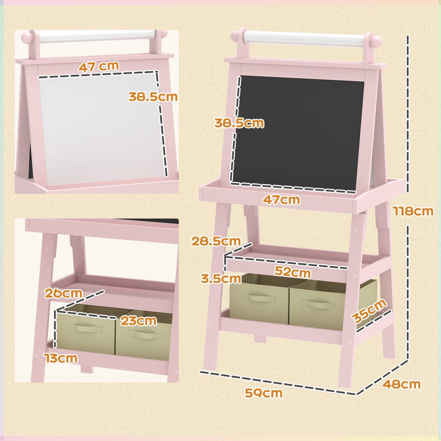Pink 3-in-1 Kids Easel - image 2