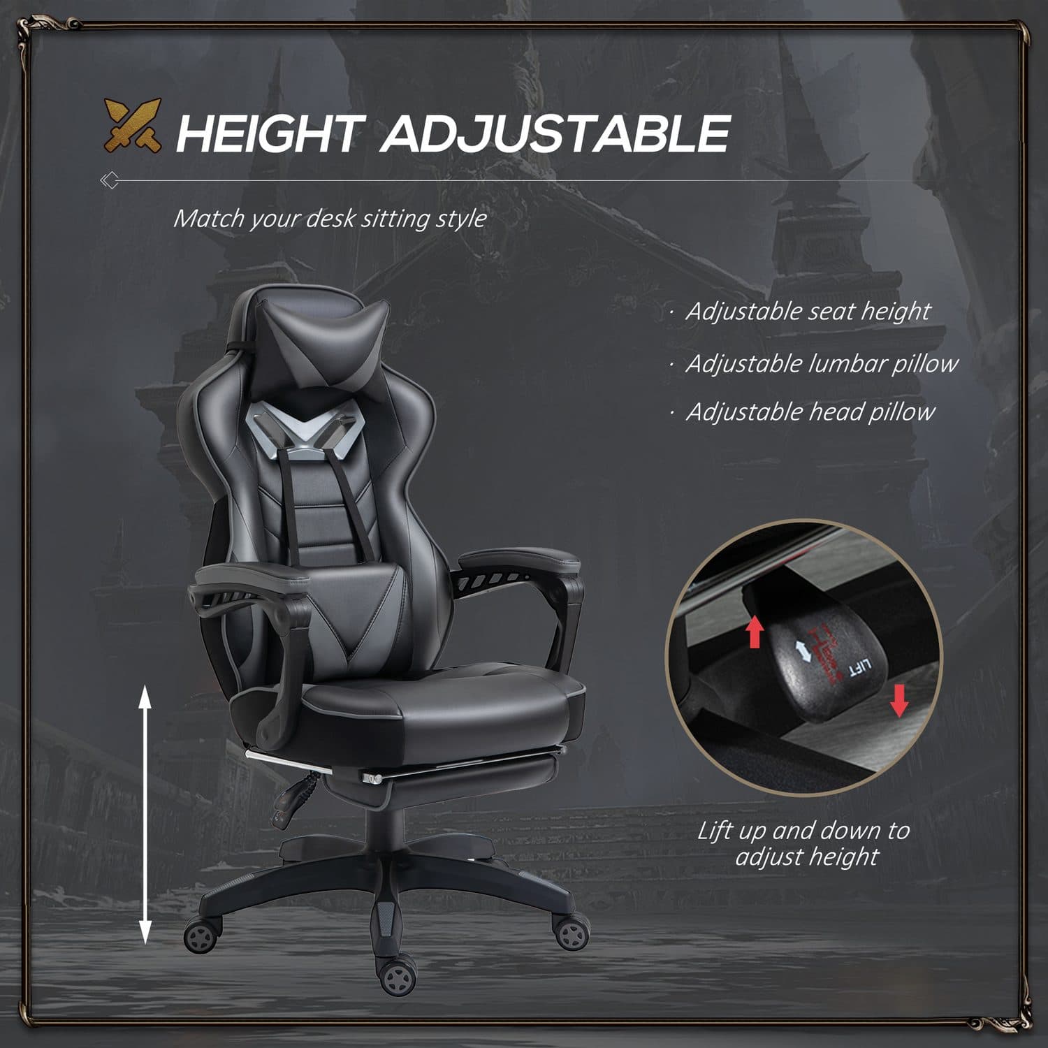 Engineered for Comfort: Grey Reclining Gaming Chair - image 4
