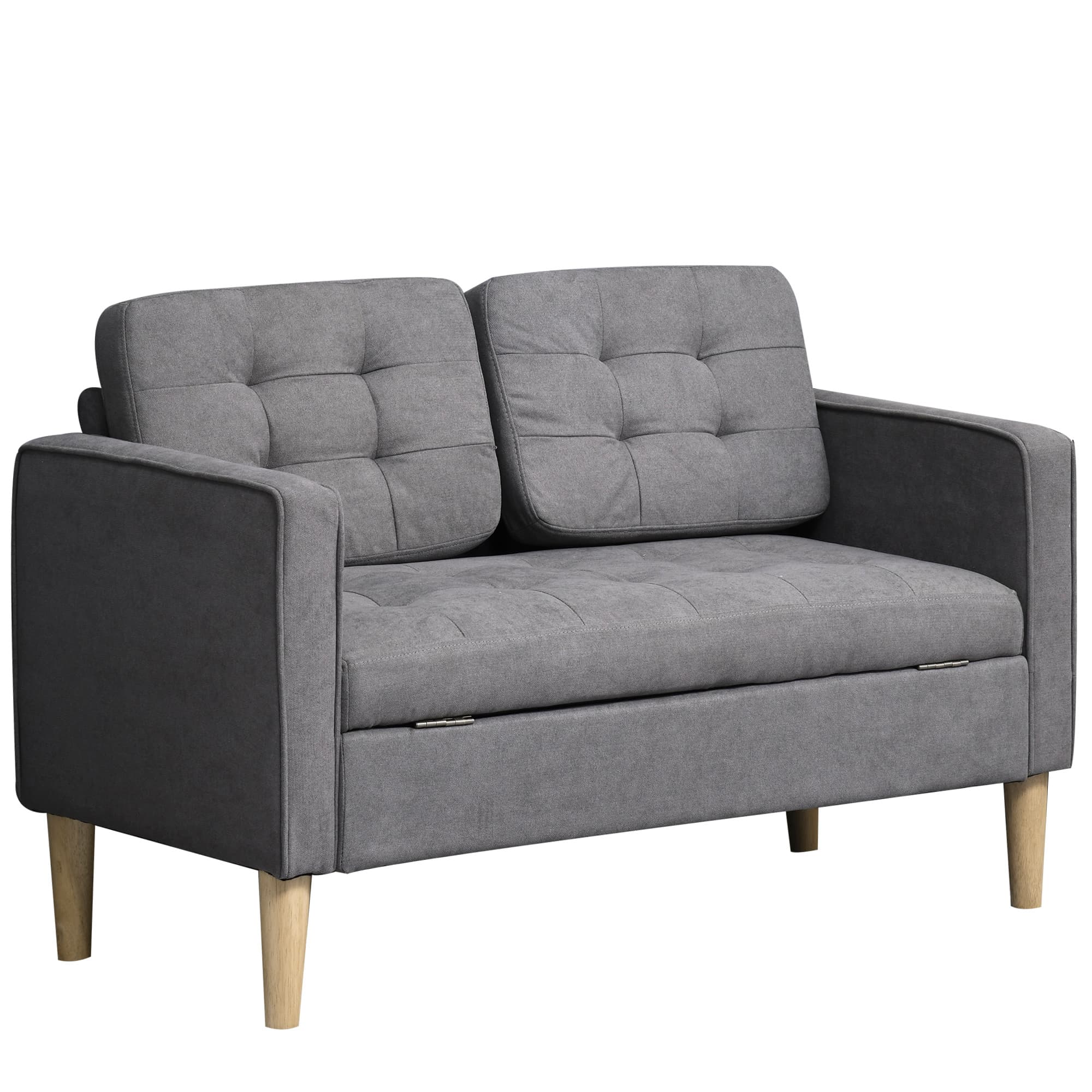 Grey 2-Seater Storage Sofa