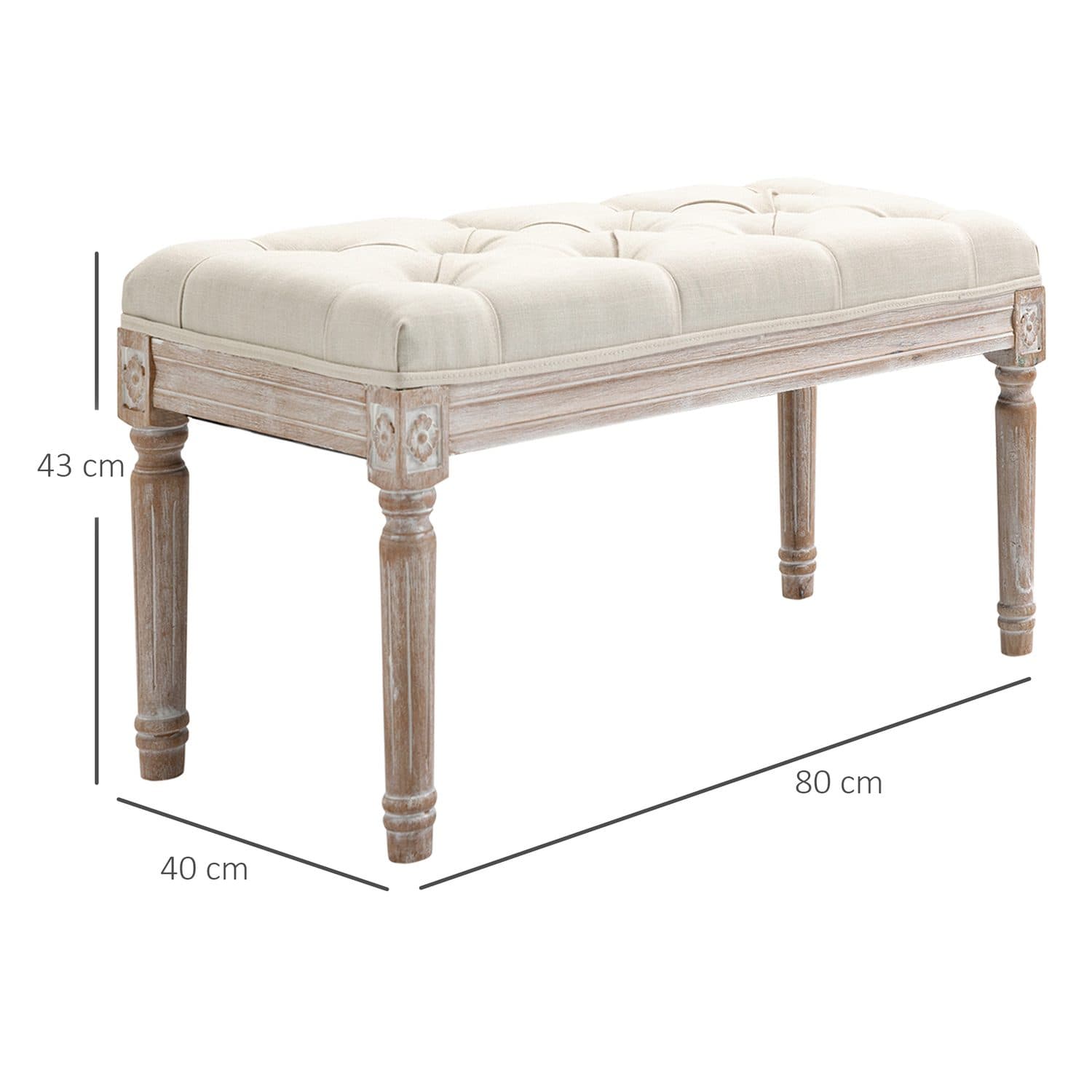 Cream Tufted Bedroom Bench - image 3
