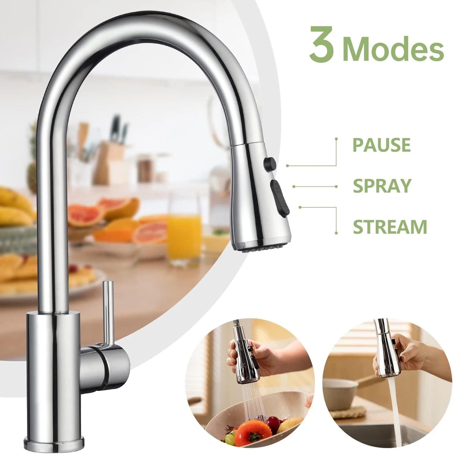 Modern Pull Out Kitchen Tap with 360 Degree Spout - image 1