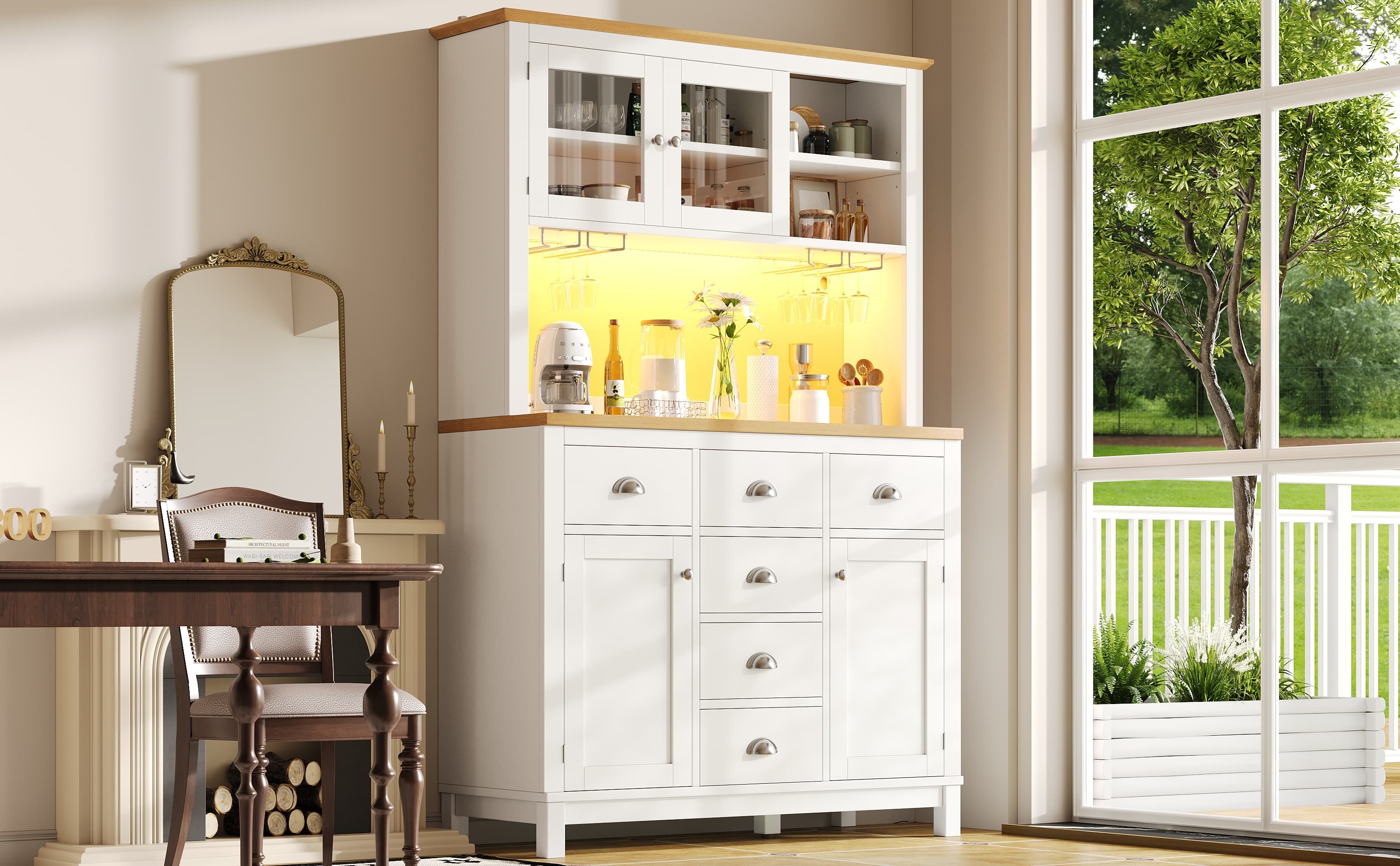 Farmhouse Storage Cabinet with Ambient LED Lighting - image 2