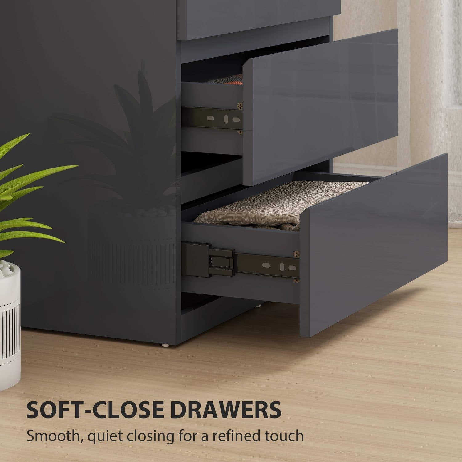Sleek High Gloss Grey Chest - image 3