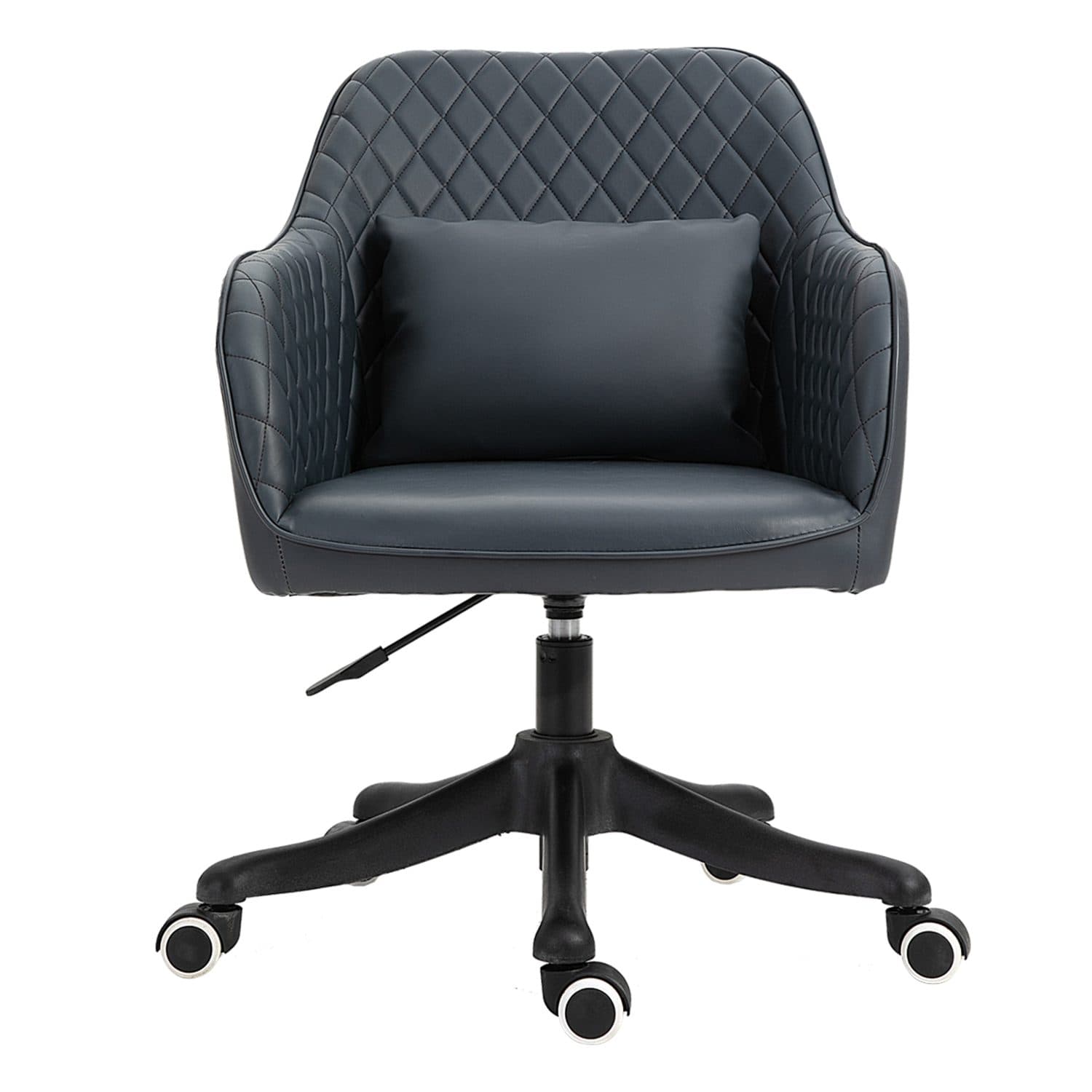 Deep Blue PU Leather Office Chair with USB Massage Pillow - Blue