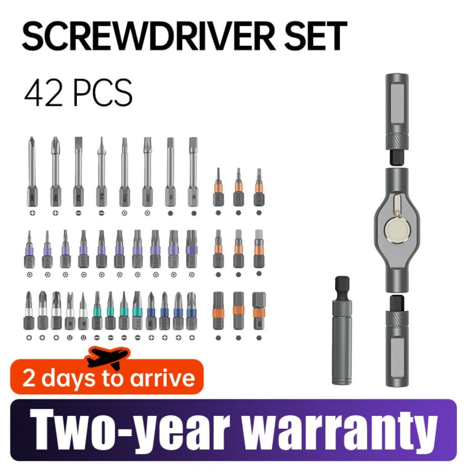 42-Piece Magnetic Screwdriver Bit Set for Home and Workshop Use - YB070