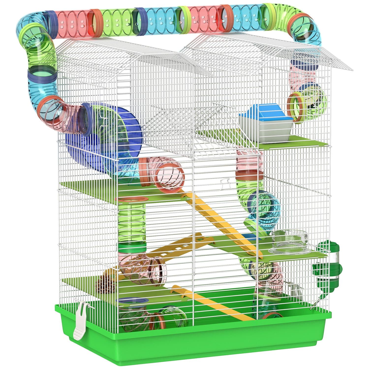 PawHut 5 Tier Hamster & Gerbil Cage, Green