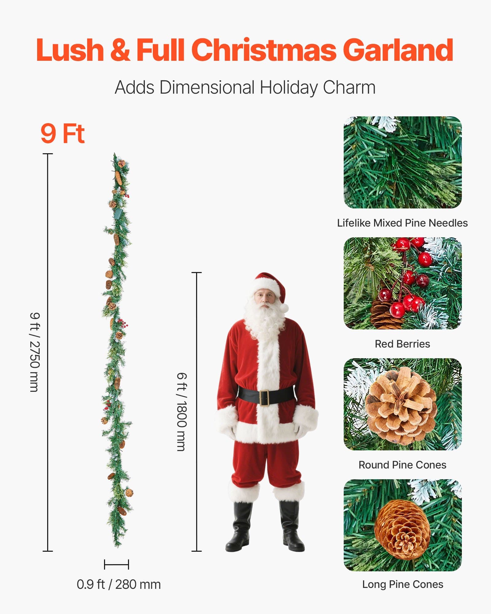 Pre-Lit Realistic Christmas Garland for Festive Home Decor - image 5