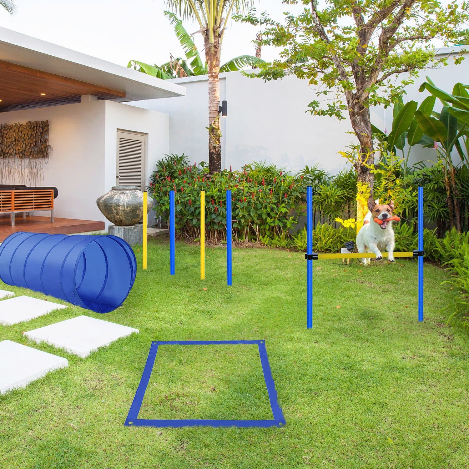 PawHut Dog Agility Set with Poles, Hurdle and Tunnel - image 2