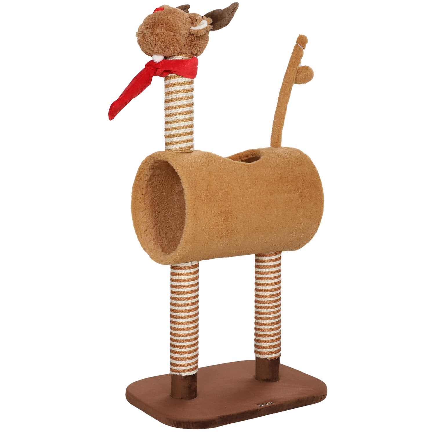 98cm Deer-Design Cat Tree with Sisal Scratching Posts and Play Tunnel
