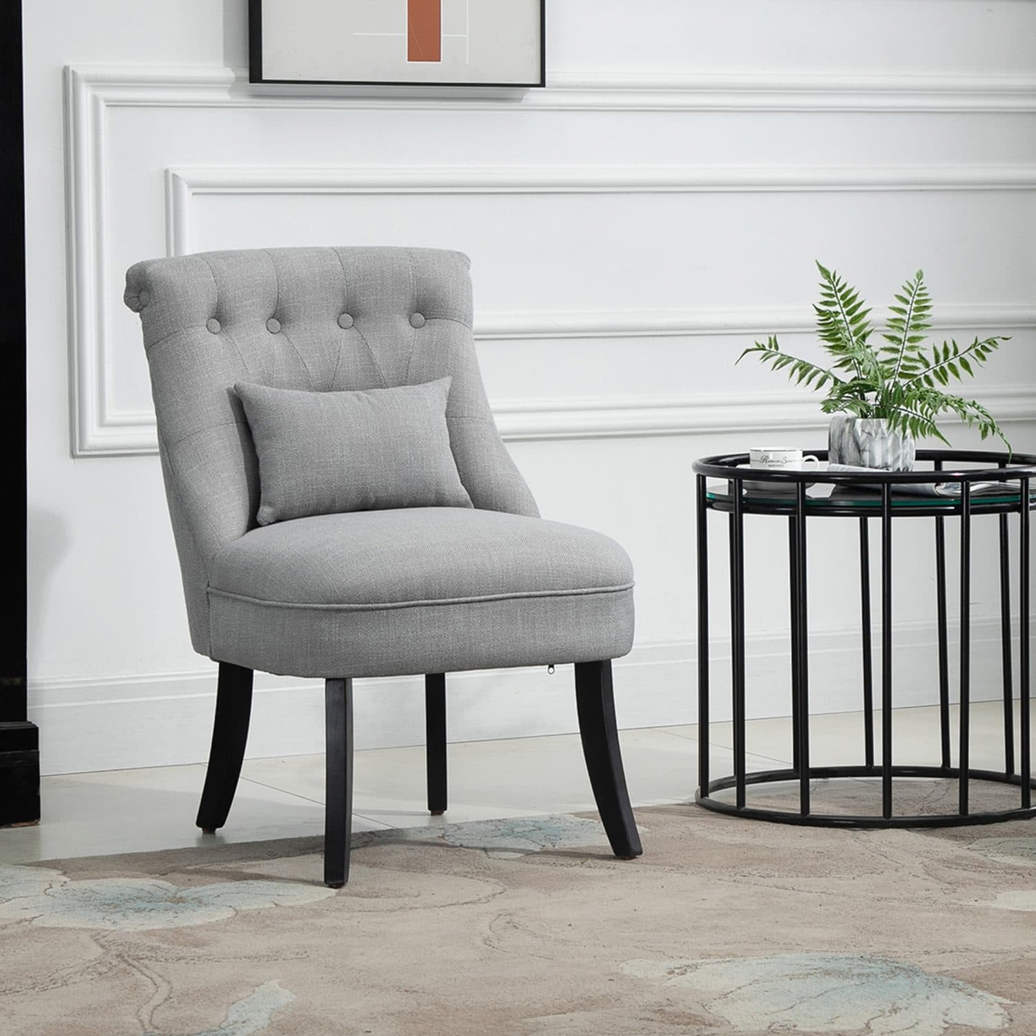Grey Linen-Look Accent Chair - image 2