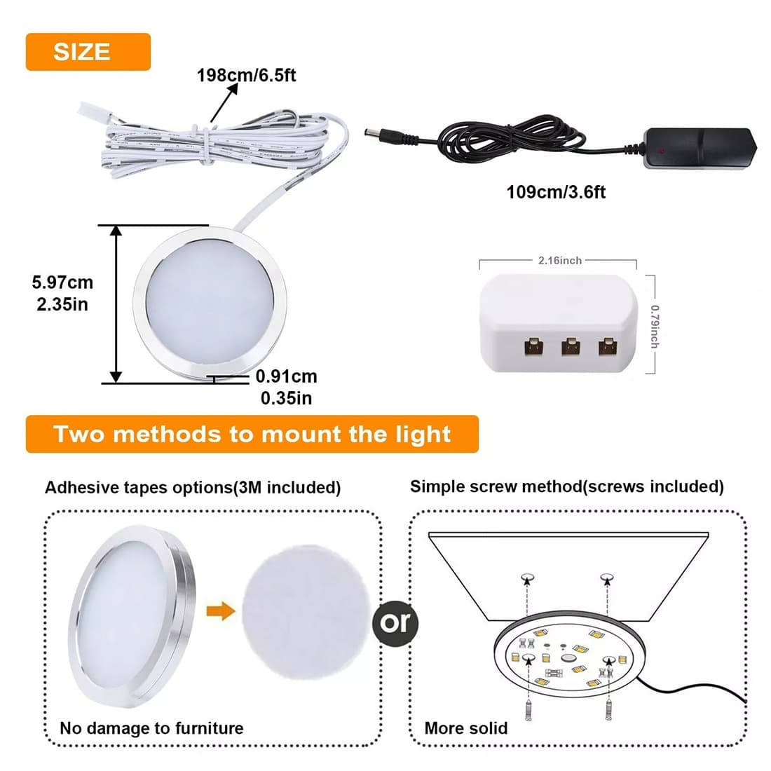 Cool White LED Puck Lights for Cabinets and Shelves - image 3