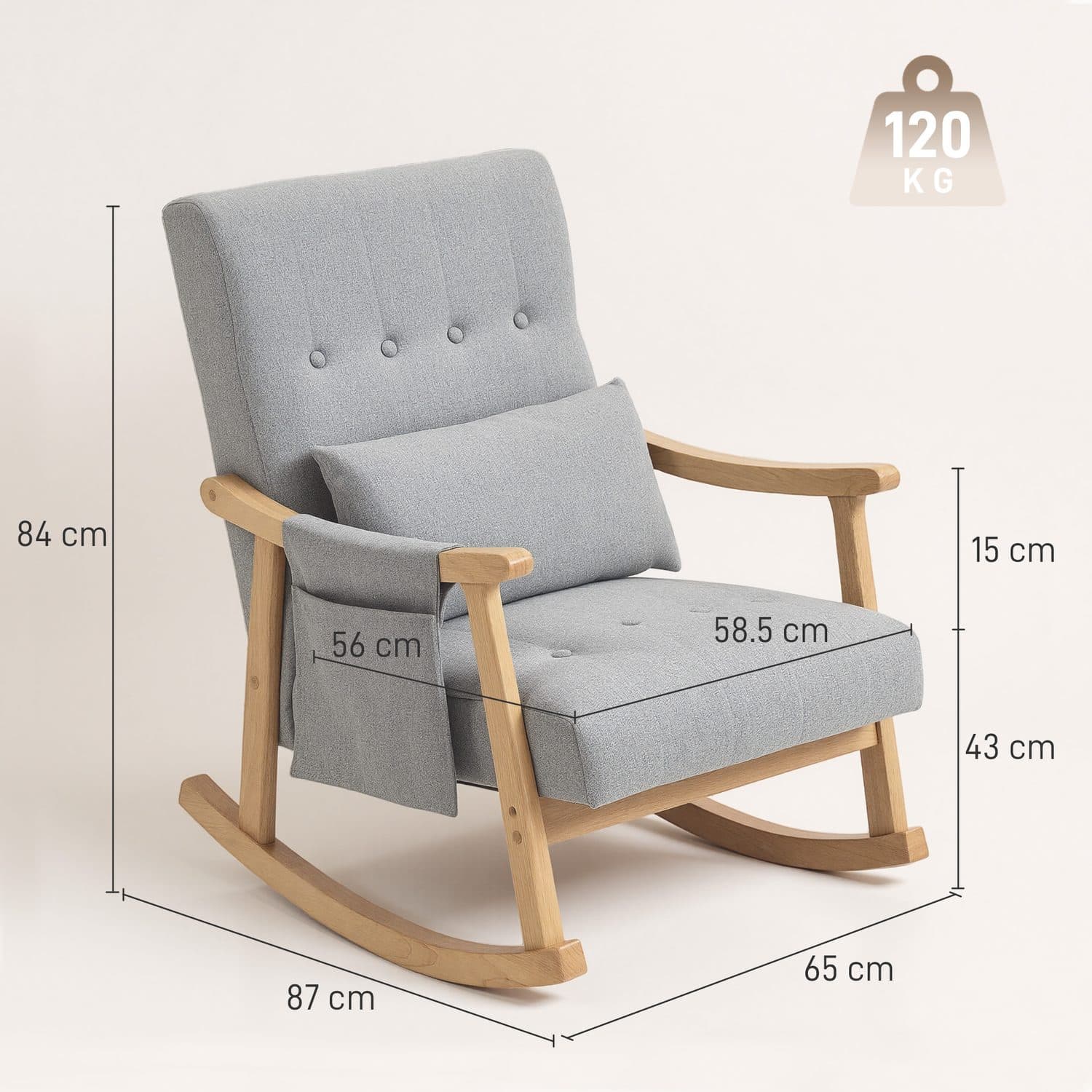 Relax Effortlessly in the Light Grey Rocking Accent Chair - image 4