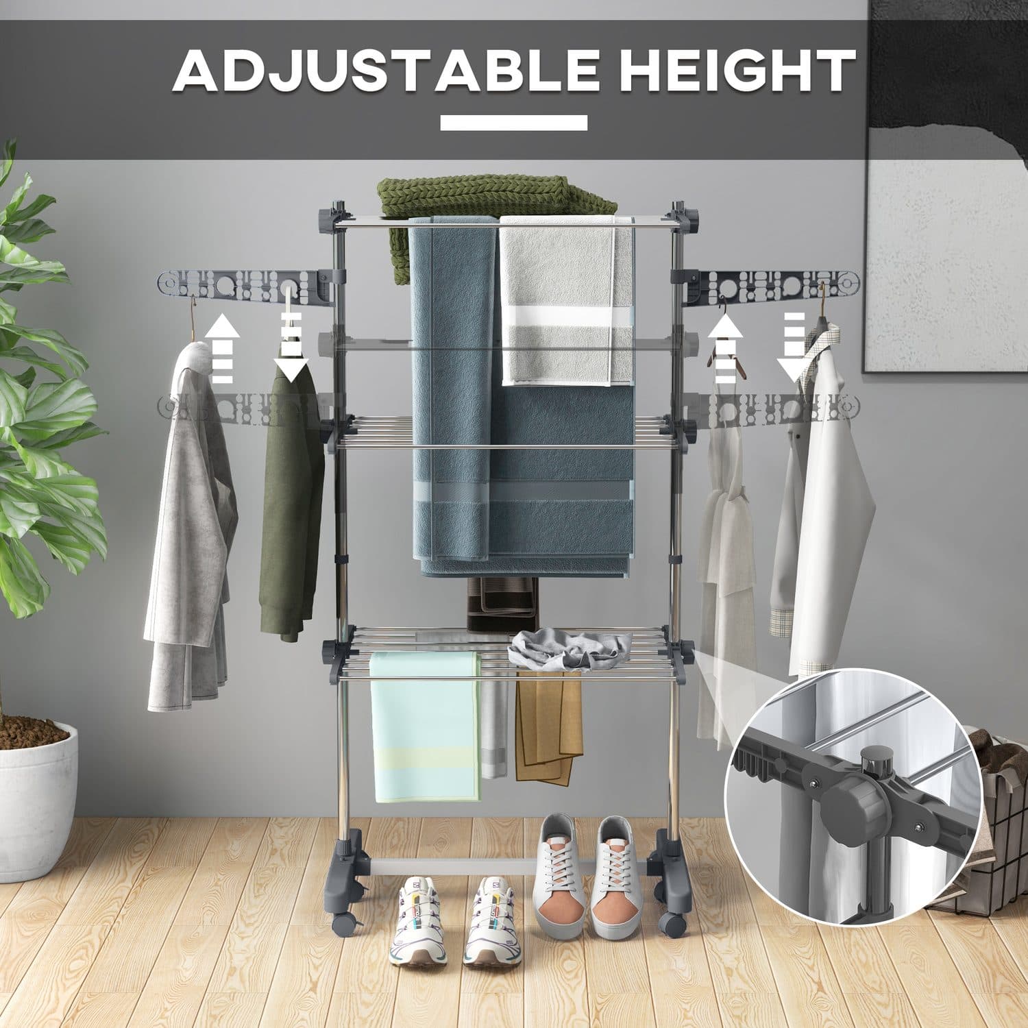 Three-Shelf Clothes Horse for Flexible Drying - image 3