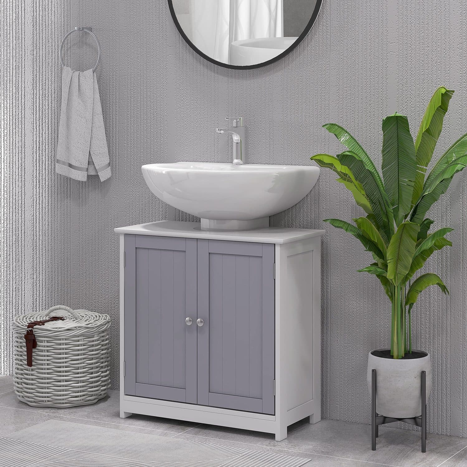 Grey and White Under-Sink Bathroom Cabinet - image 1
