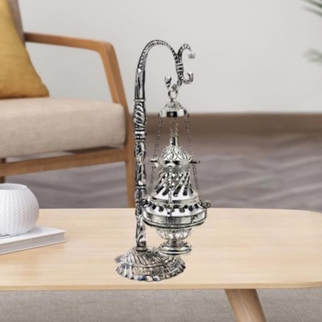 Ornate Silver Hanging Censer for Incense Rituals - image 3