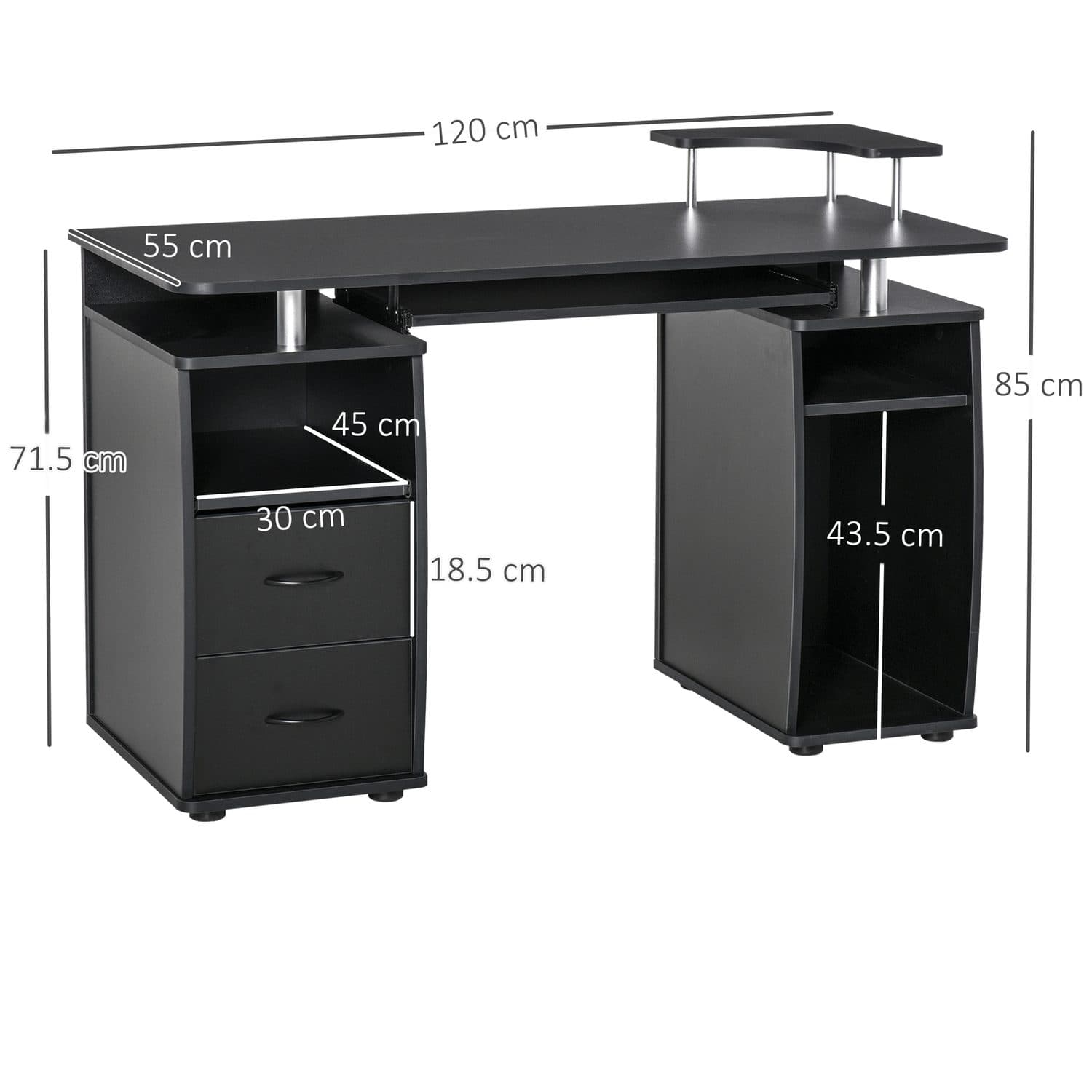 Engineered Black Computer Workstation for Effortless Productivity - image 2