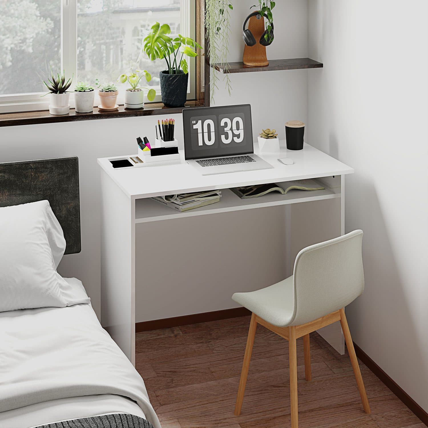 Compact High Gloss White Desk - image 5
