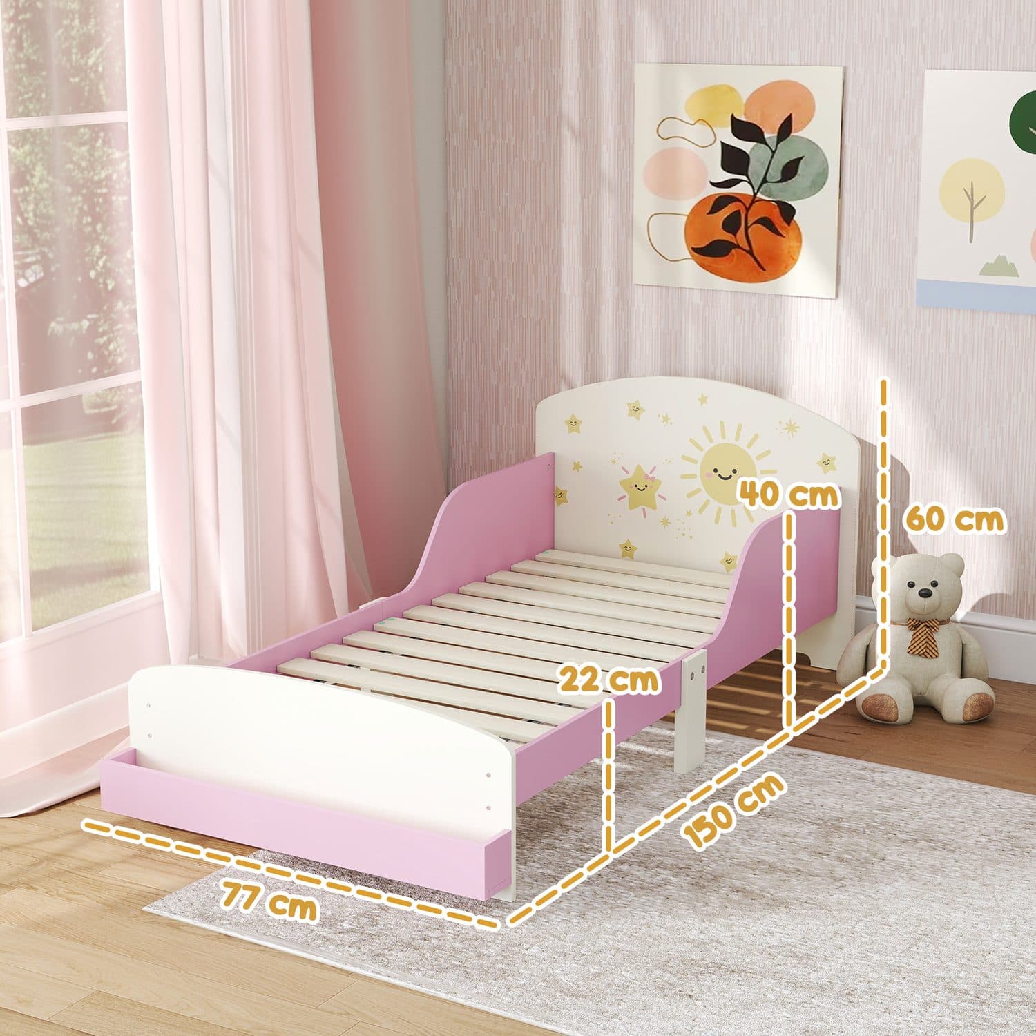 Pink Lion Toddler Bed with Storage and Safety Guardrails - image 1