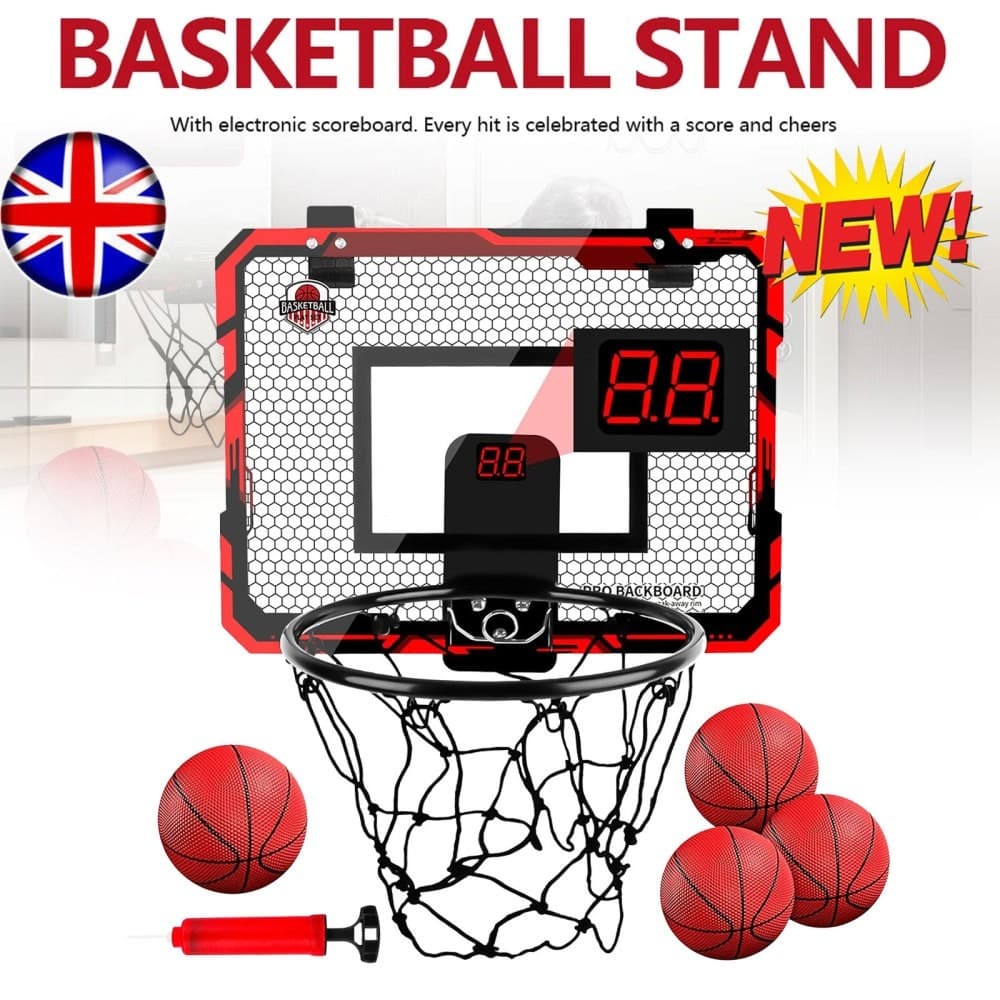 Kids’ Over-Door Basketball Hoop with Electronic LED Scoreboard - image 4