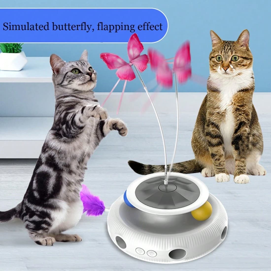 Rechargeable Interactive Cat Toy with 360° Rotating Feather - image 3