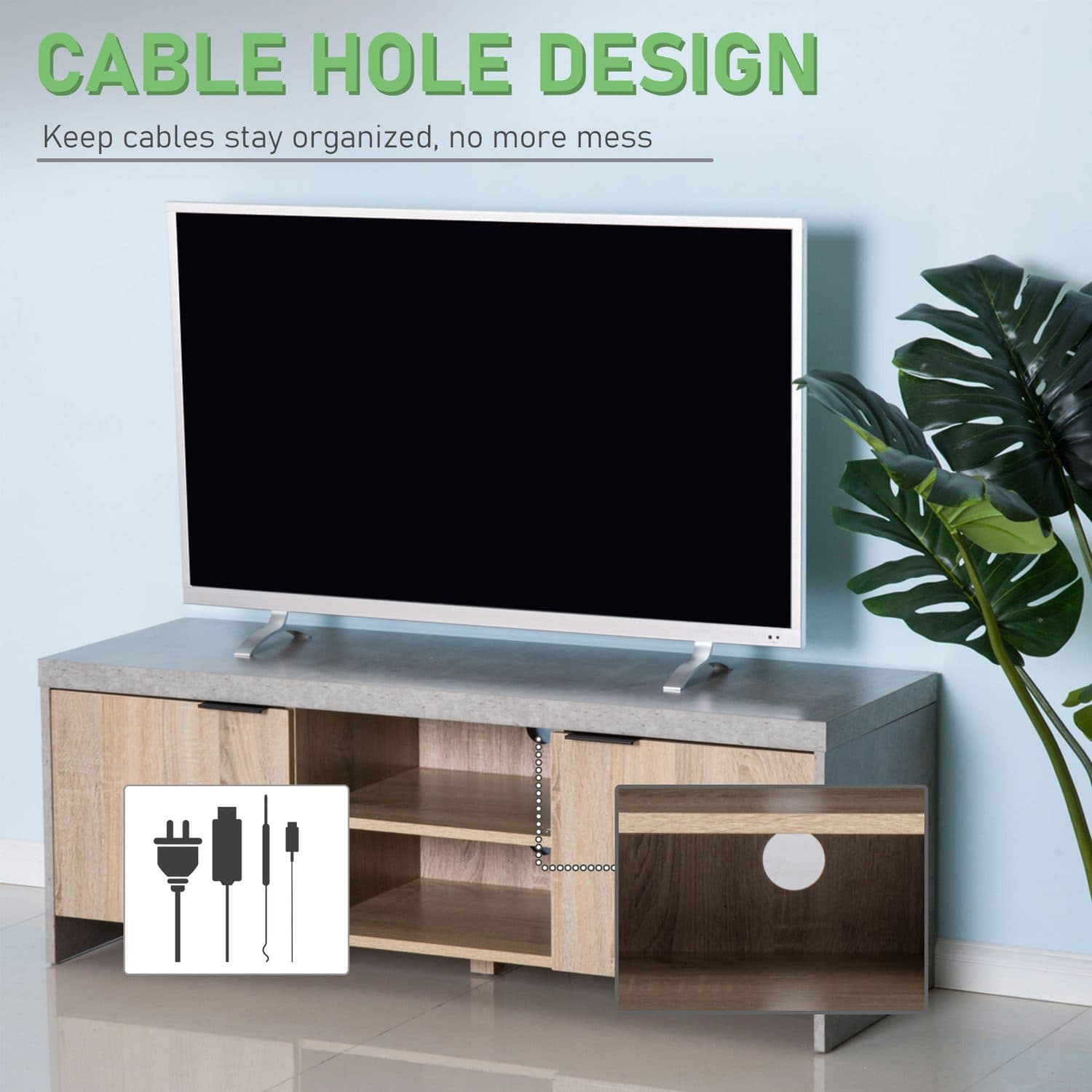 Modern Grey TV Unit with Storage for 55-Inch Screens - image 1