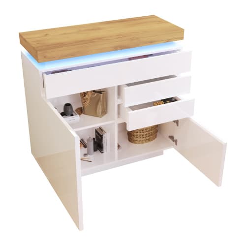 Modern High Gloss Sideboard with App-Controlled LED Lighting - image 4