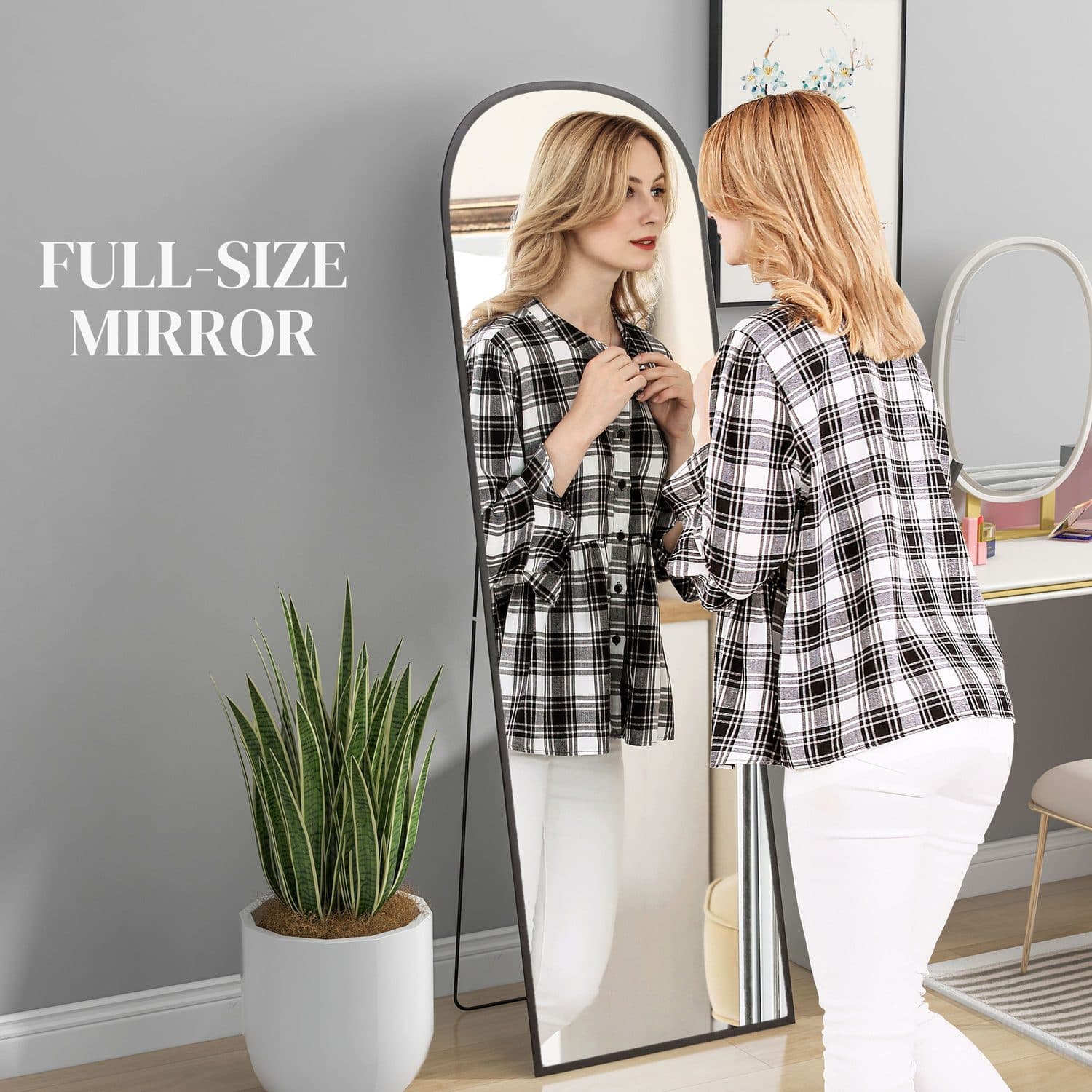 162cm Black Full Length Mirror - image 2
