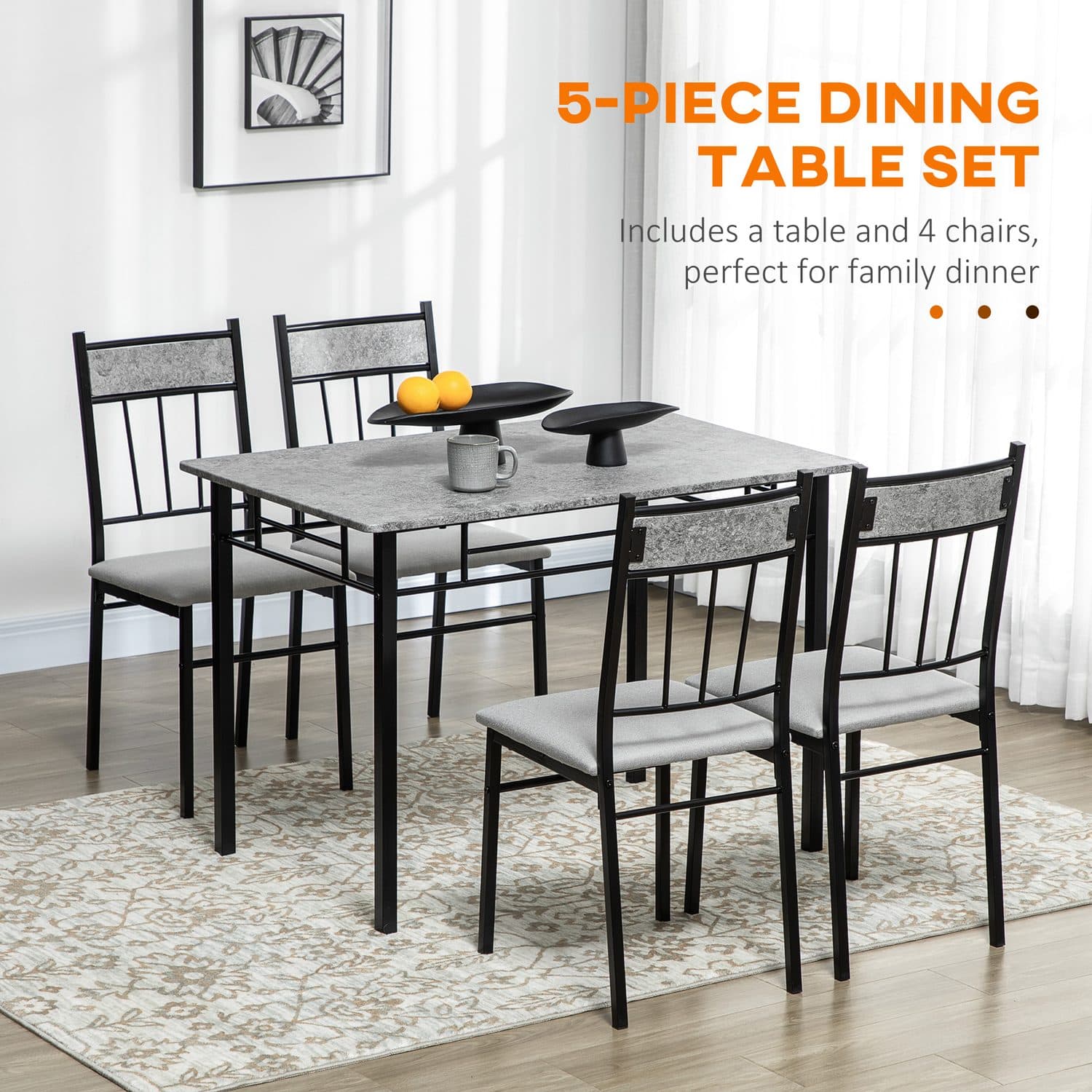 Space-Saving Marble Effect Dining Set - image 1