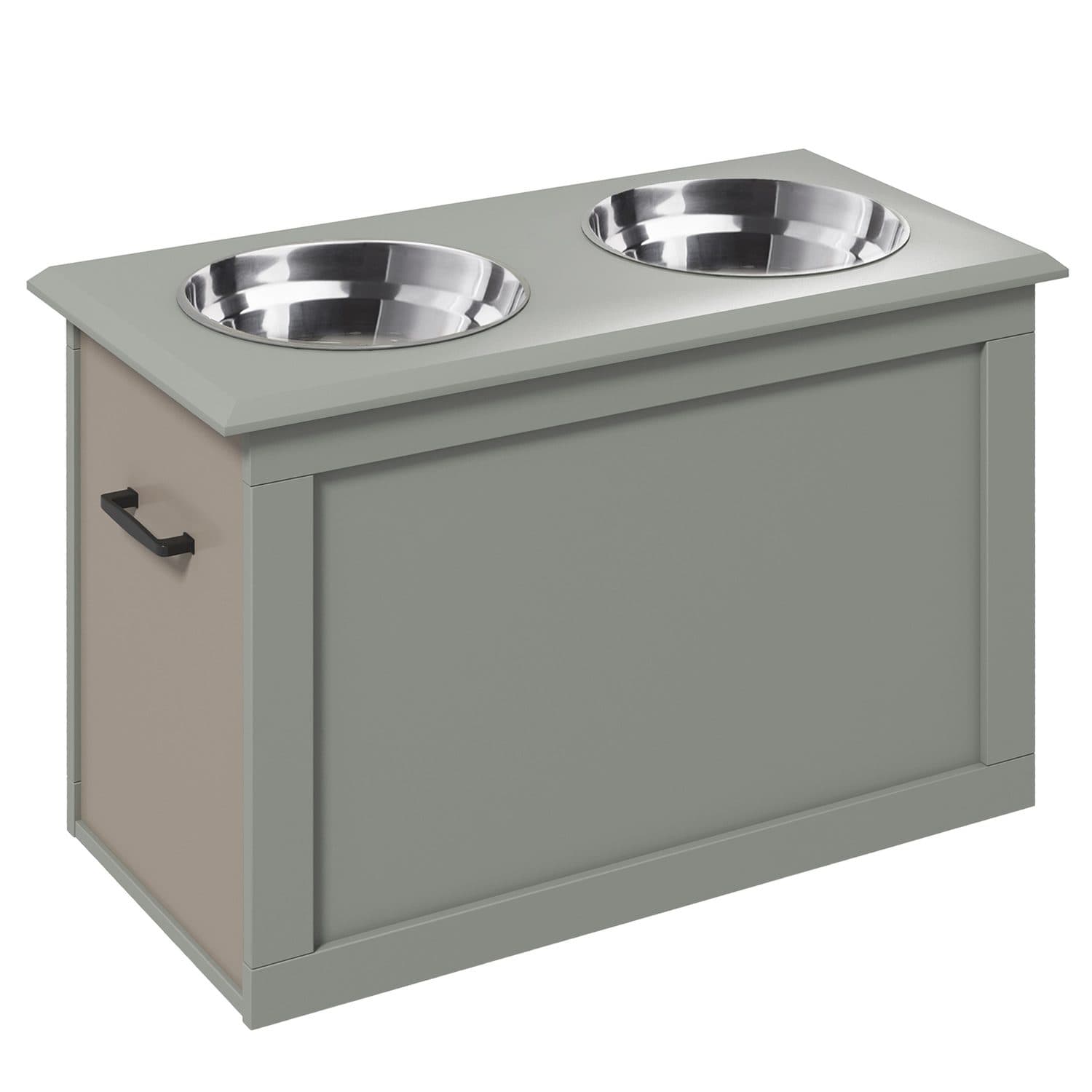 PawHut Raised Dog Feeder & Storage - Grey