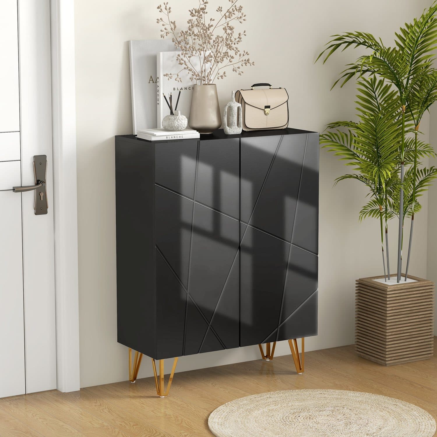 High Gloss Black Shoe Cabinet - image 3