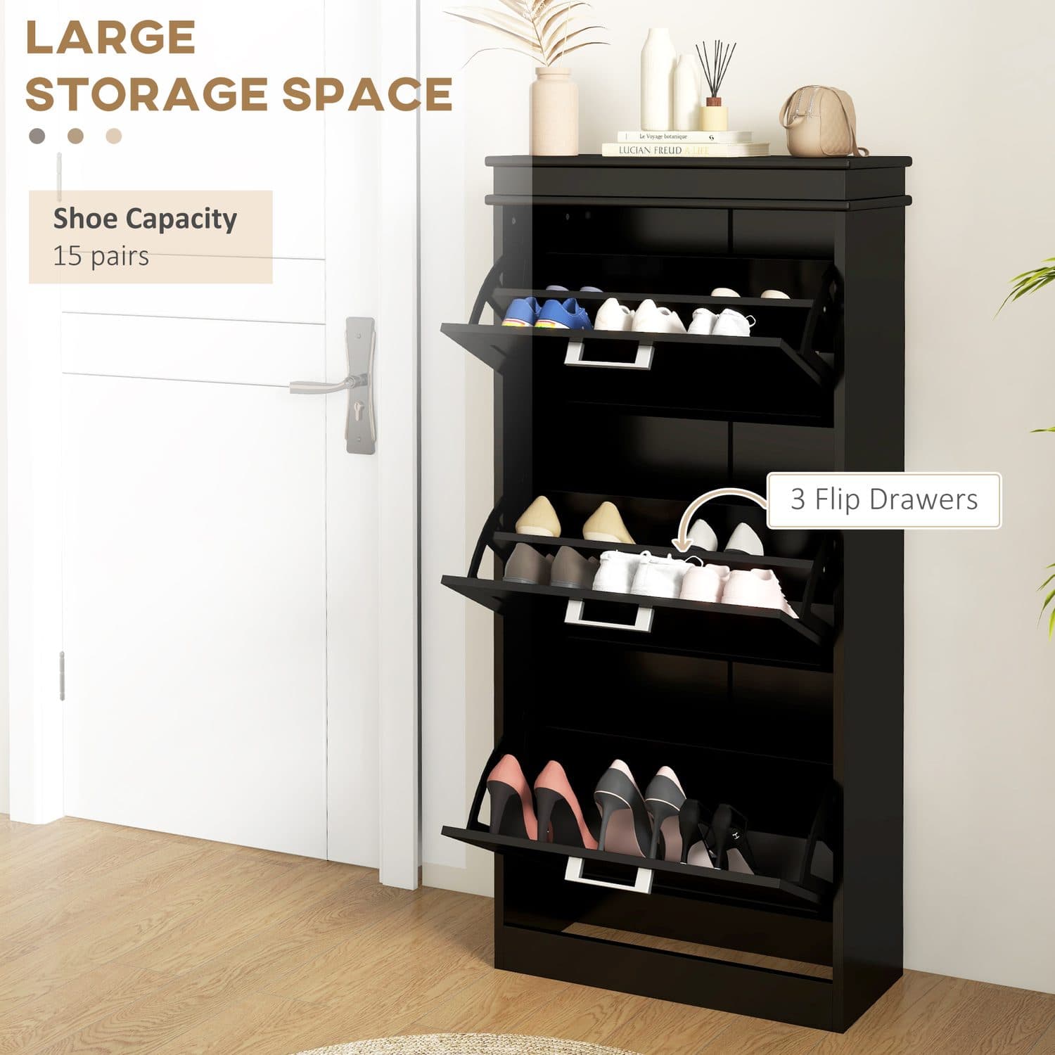 Slimline Black Shoe Cabinet - image 3