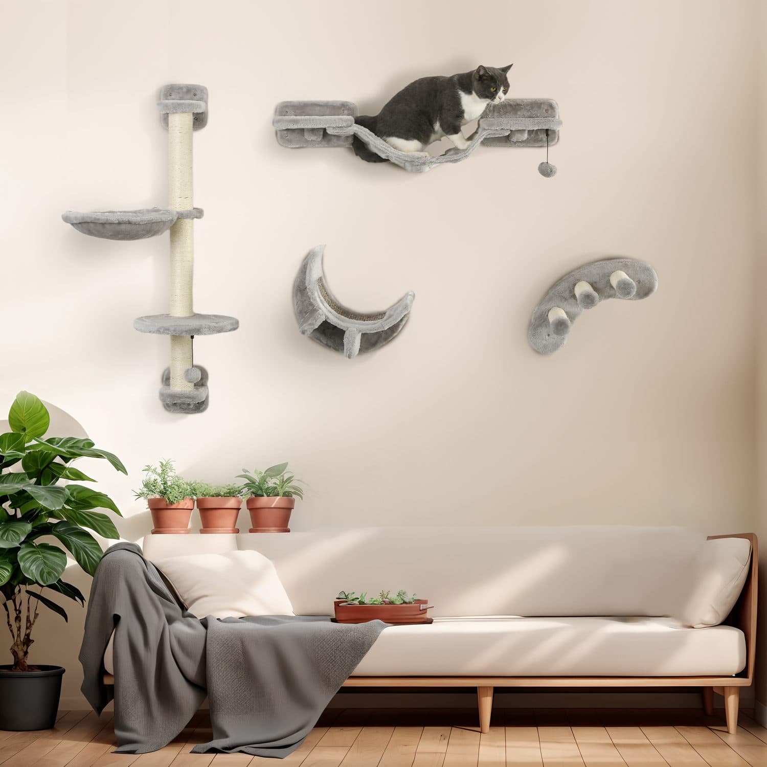PawHut Grey Cat Wall Furniture - image 3