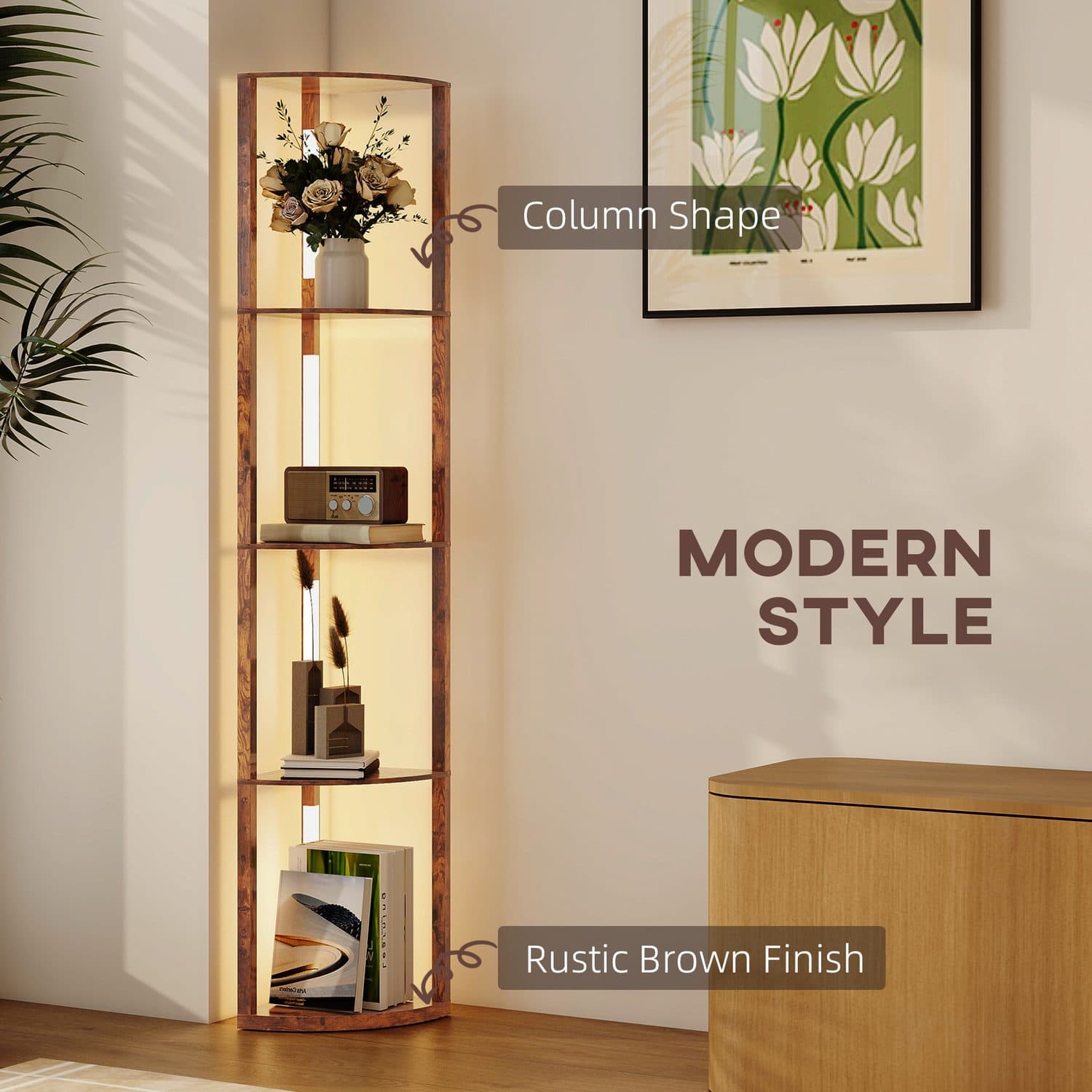 Rustic LED Corner Shelf Lamp - image 3