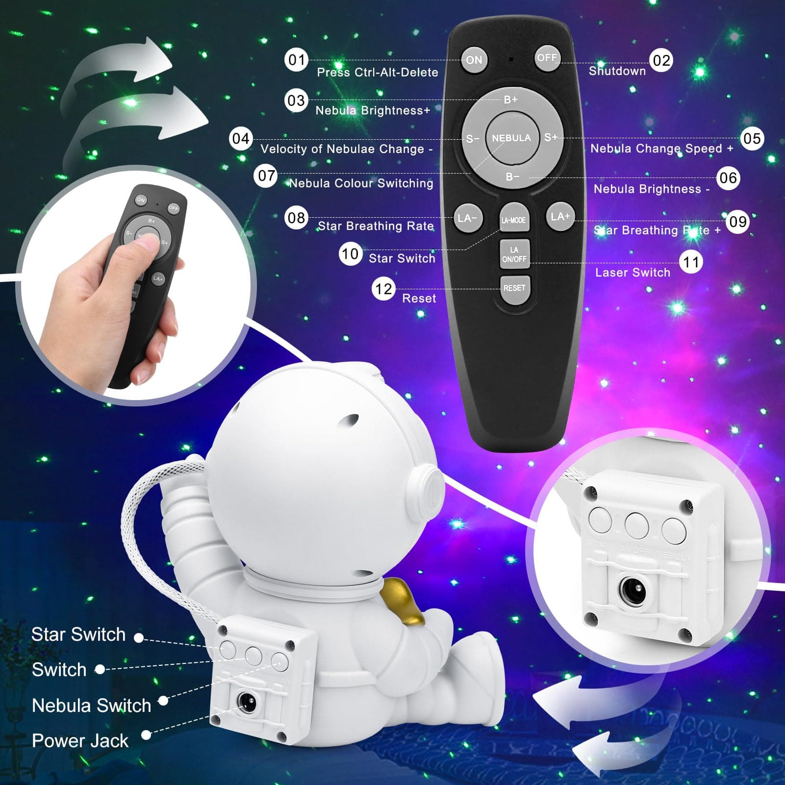 Astronaut Galaxy Projector for Colourful Night Light - image 3