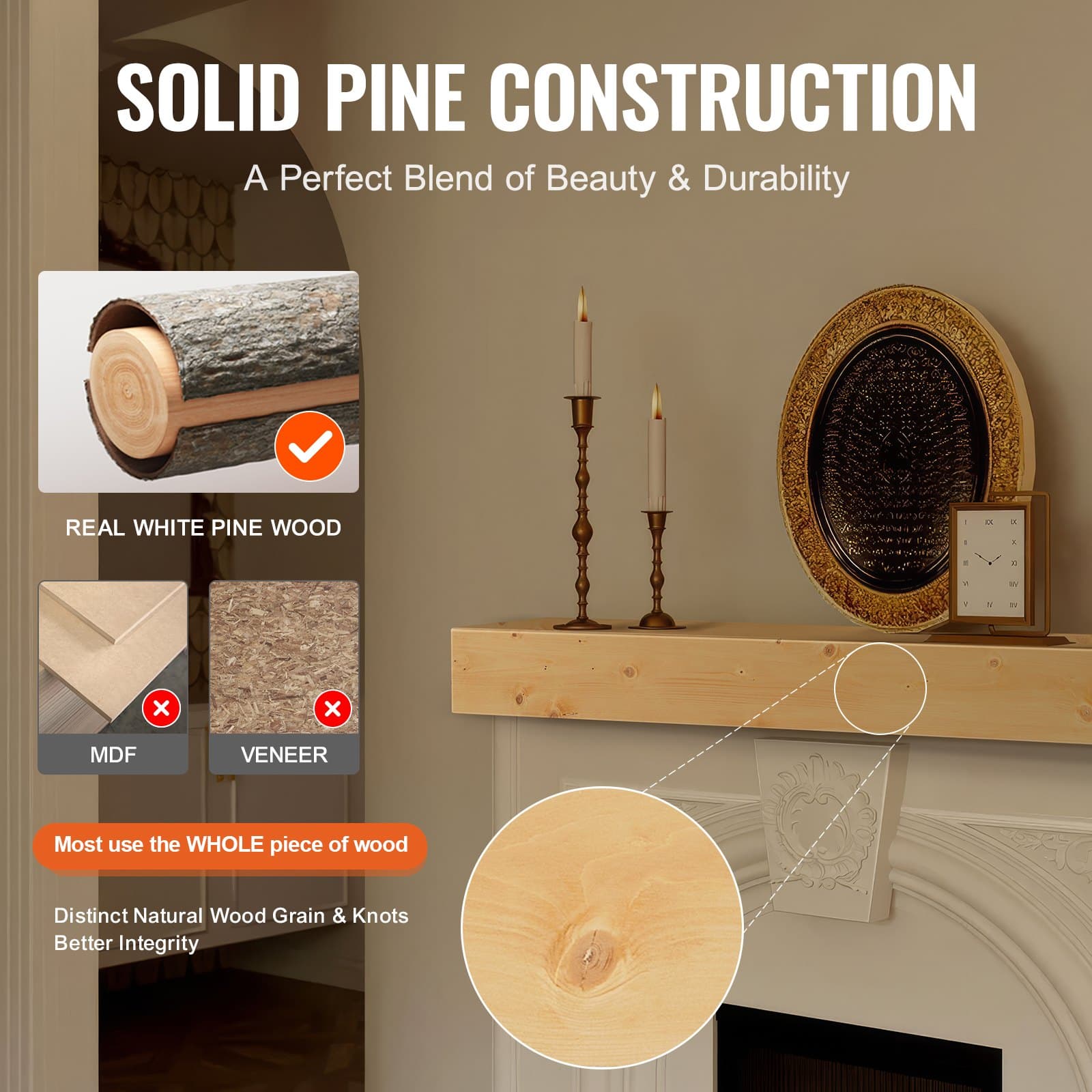 Rustic Wood Mantel Shelf - image 2
